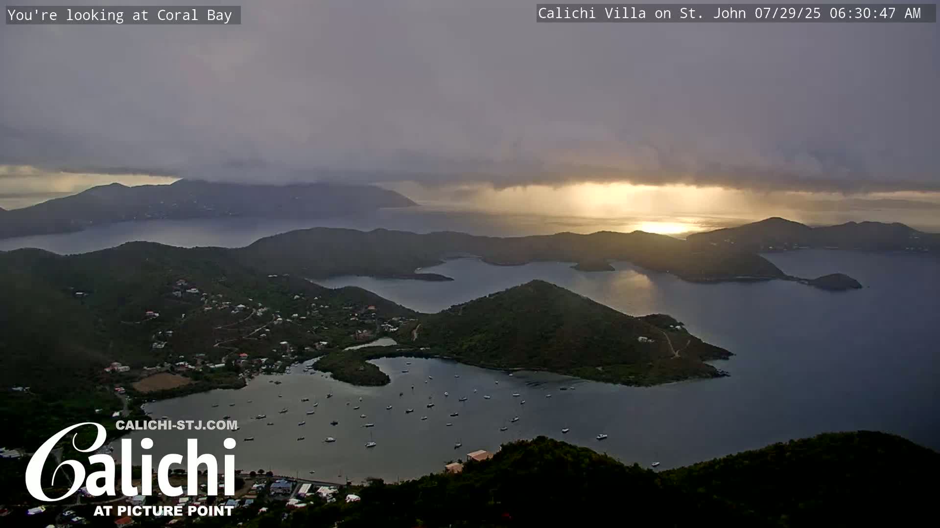 Coral Bay  St. John  & British Virgin Islands View from Calichi Picture Point Live Cam - Coral Bay, St. John,United States Virgin Islands, USA