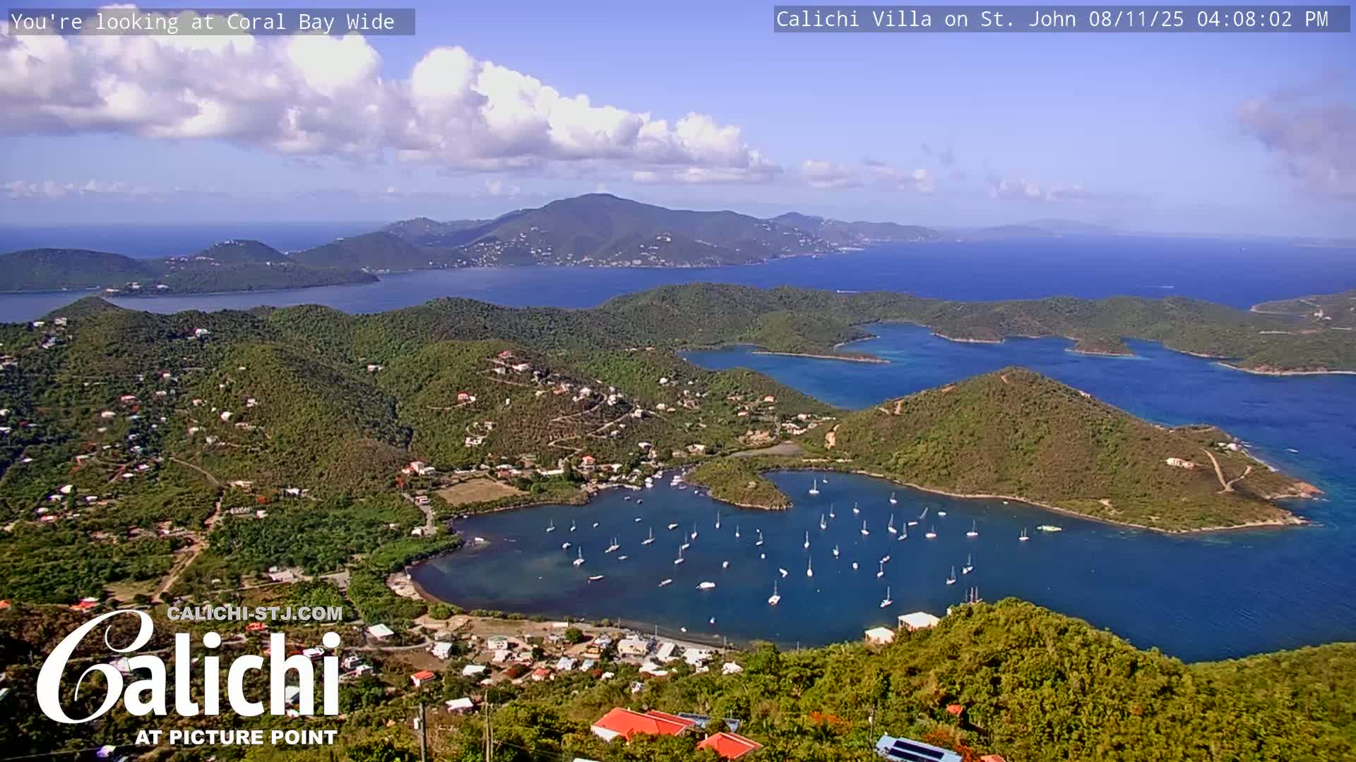 Coral Bay  St. John  & British Virgin Islands View from Calichi Picture Point Live Cam - Coral Bay, St. John,United States Virgin Islands, USA