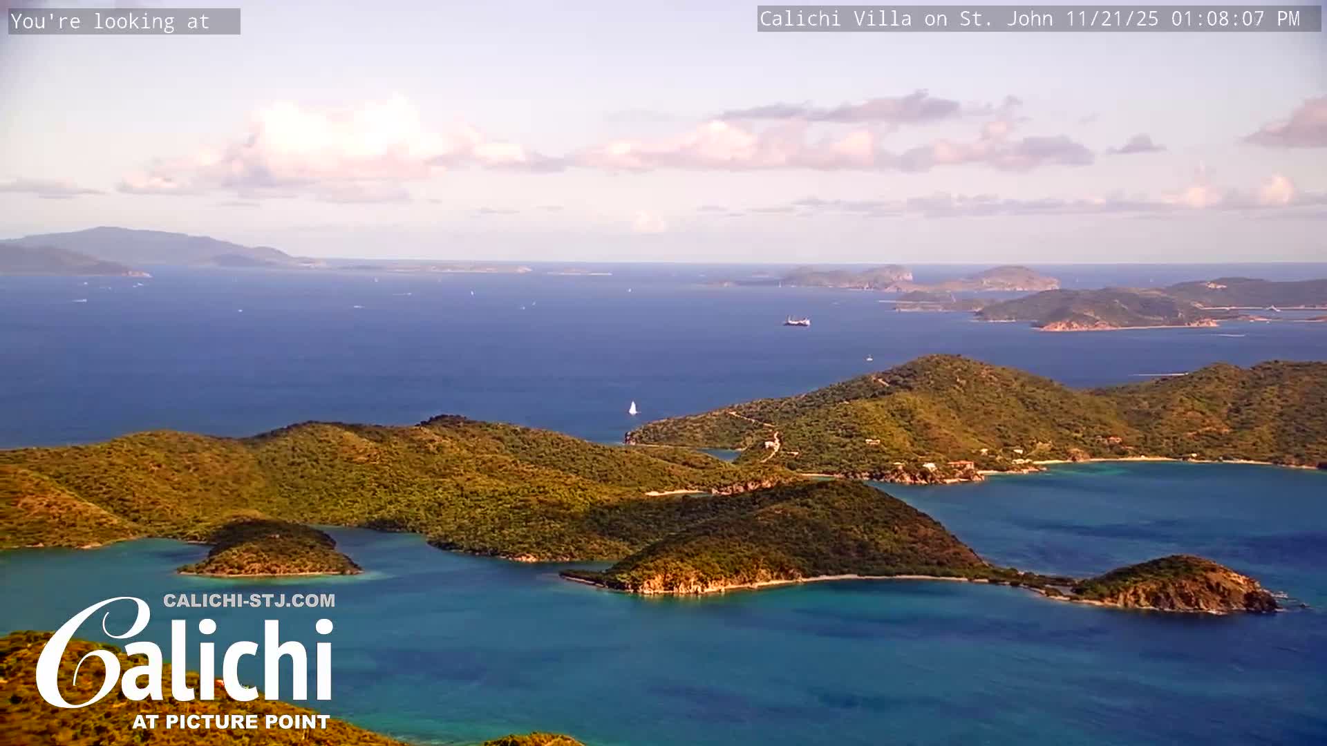 Coral Bay  St. John  & British Virgin Islands View from Calichi Picture Point Live Cam - Coral Bay, St. John,United States Virgin Islands, USA