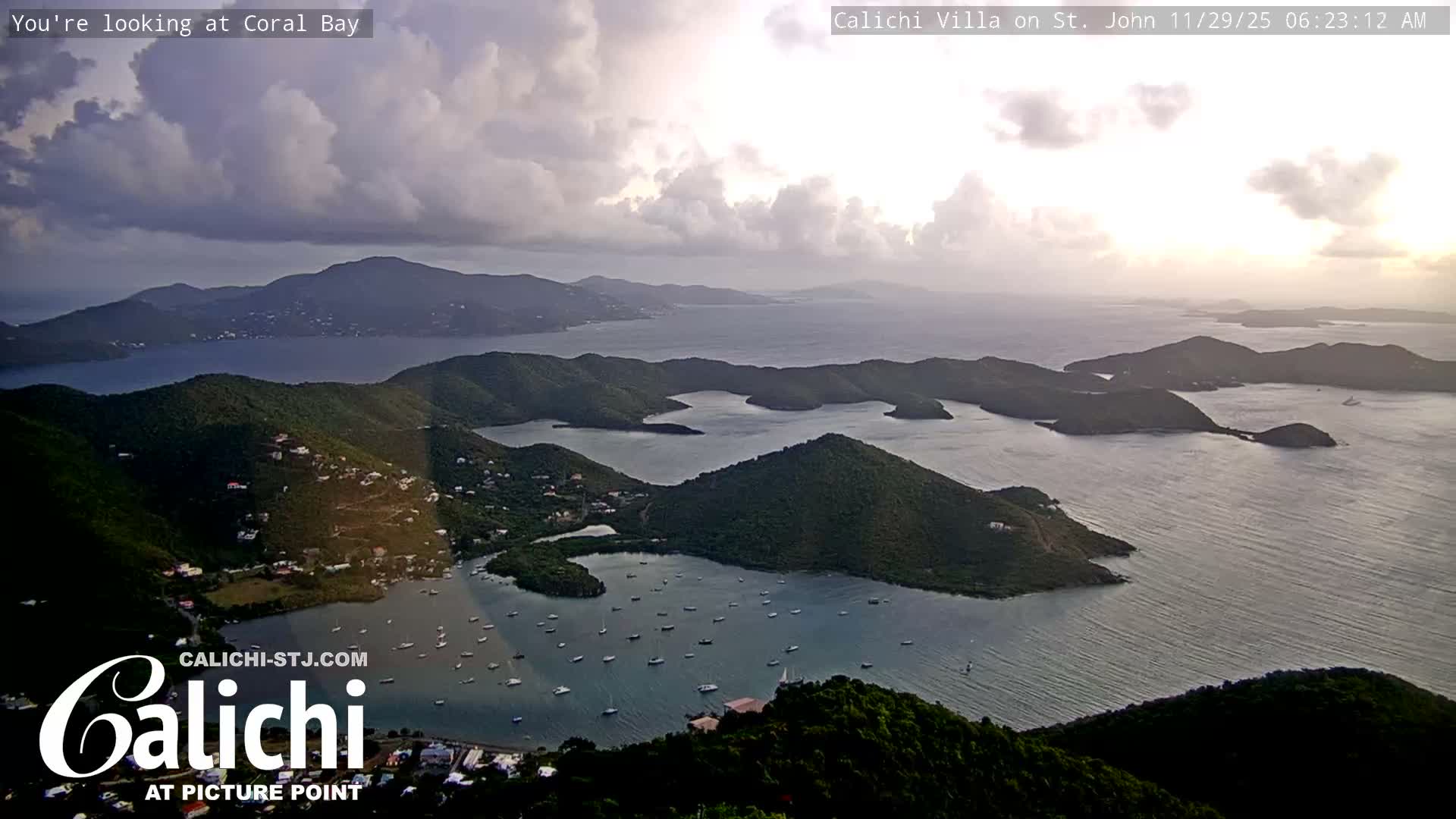 Coral Bay  St. John  & British Virgin Islands View from Calichi Picture Point Live Cam - Coral Bay, St. John,United States Virgin Islands, USA