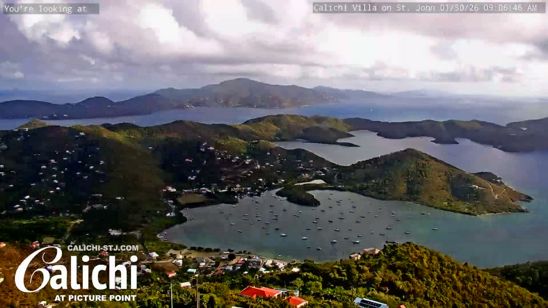 Coral Bay  St. John  & British Virgin Islands View from Calichi Picture Point Live Cam - Coral Bay, St. John,United States Virgin Islands, USA