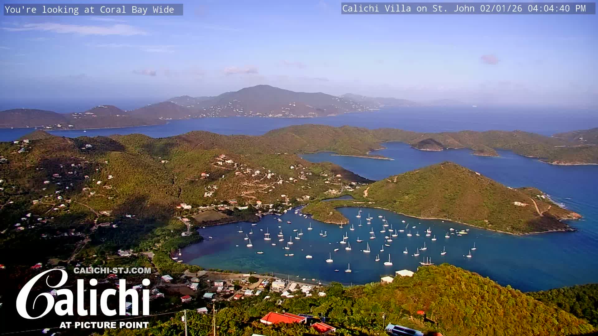 Coral Bay  St. John  & British Virgin Islands View from Calichi Picture Point Live Cam - Coral Bay, St. John,United States Virgin Islands, USA