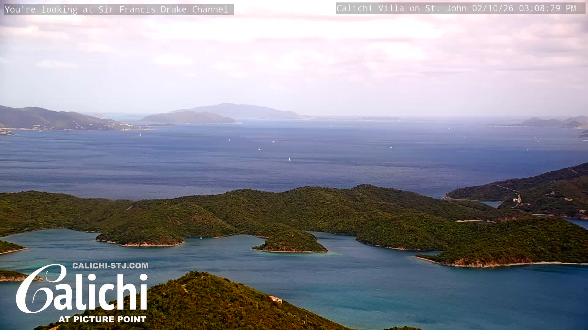 Coral Bay  St. John  & British Virgin Islands View from Calichi Picture Point Live Cam - Coral Bay, St. John,United States Virgin Islands, USA