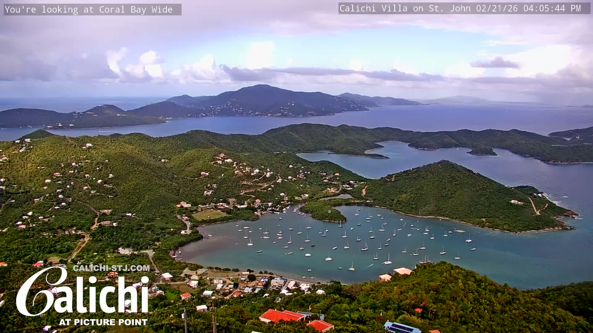 Coral Bay  St. John  & British Virgin Islands View from Calichi Picture Point Live Cam - Coral Bay, St. John,United States Virgin Islands, USA