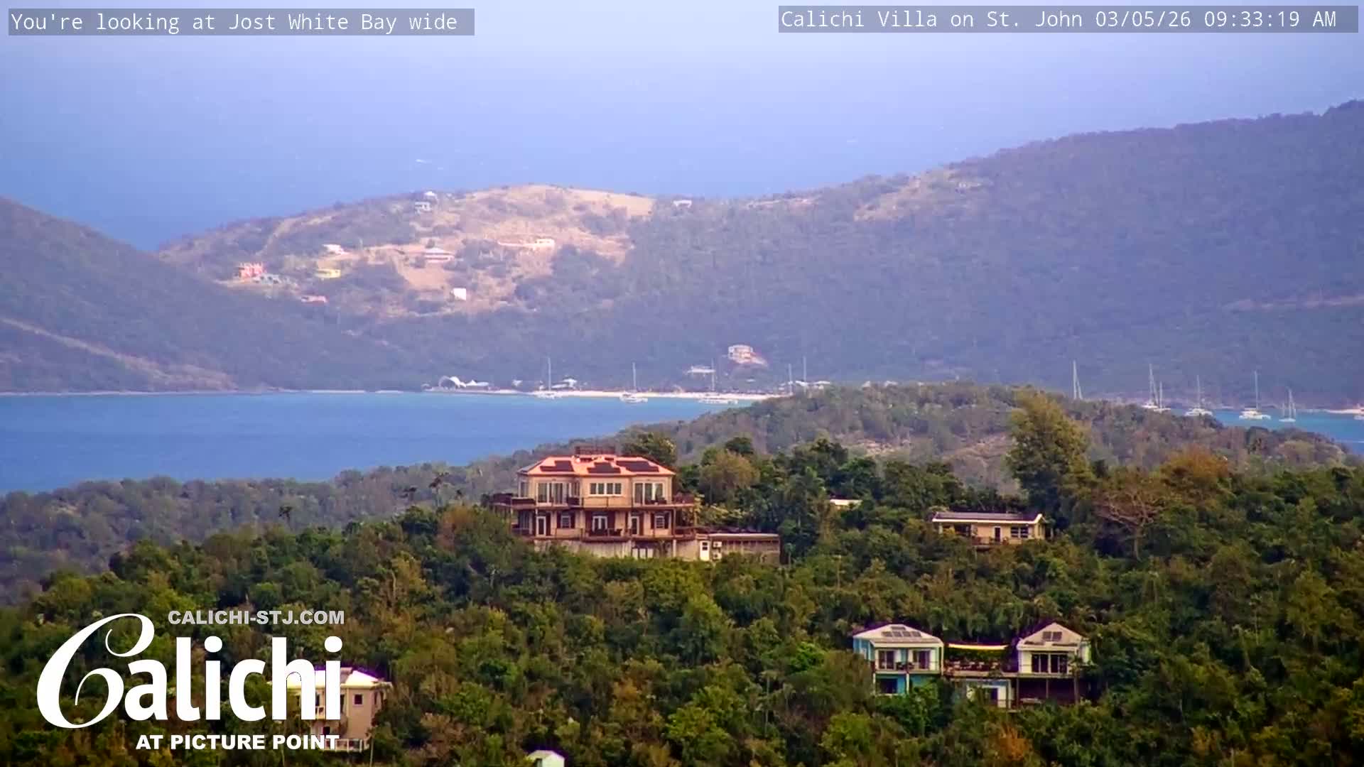 Coral Bay  St. John  & British Virgin Islands View from Calichi Picture Point Live Cam - Coral Bay, St. John,United States Virgin Islands, USA