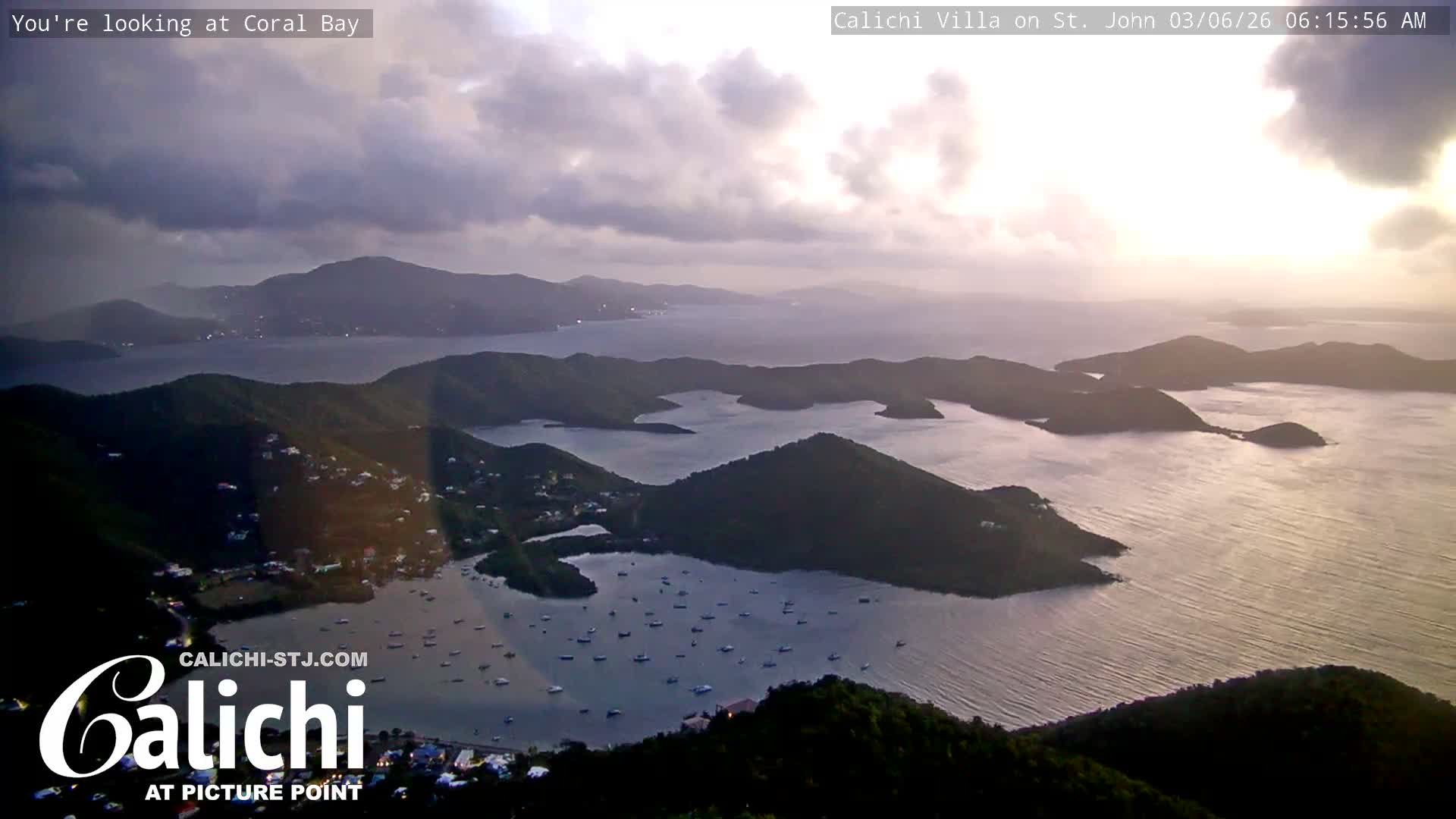 Coral Bay  St. John  & British Virgin Islands View from Calichi Picture Point Live Cam - Coral Bay, St. John,United States Virgin Islands, USA