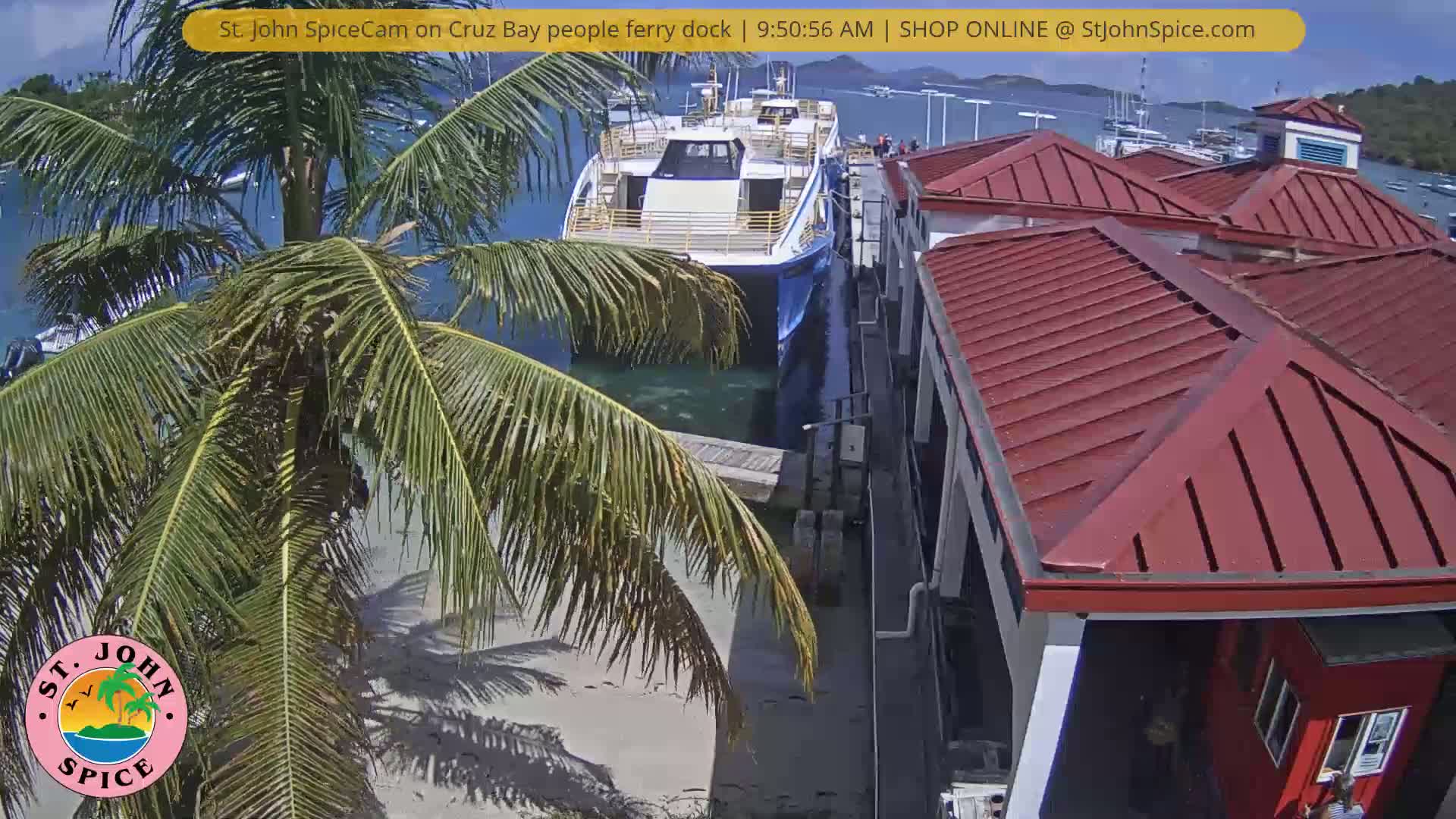 St. John Ferry Terminal from Cruz Bay Live Cam - Cruz Bay, St. John, United States Virgin Islands, USA