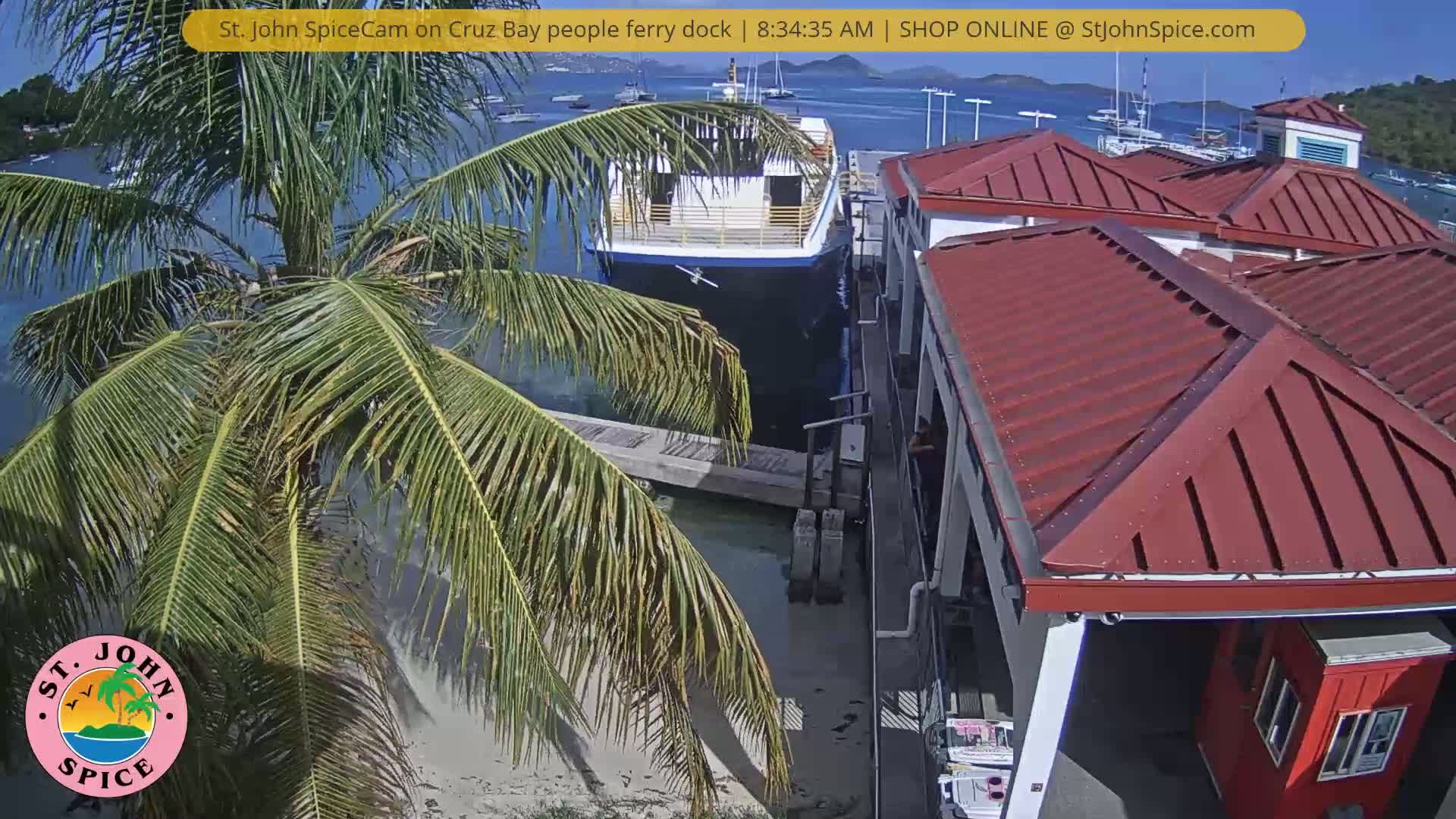 St. John Ferry Terminal from Cruz Bay Live Cam - Cruz Bay, St. John, United States Virgin Islands, USA