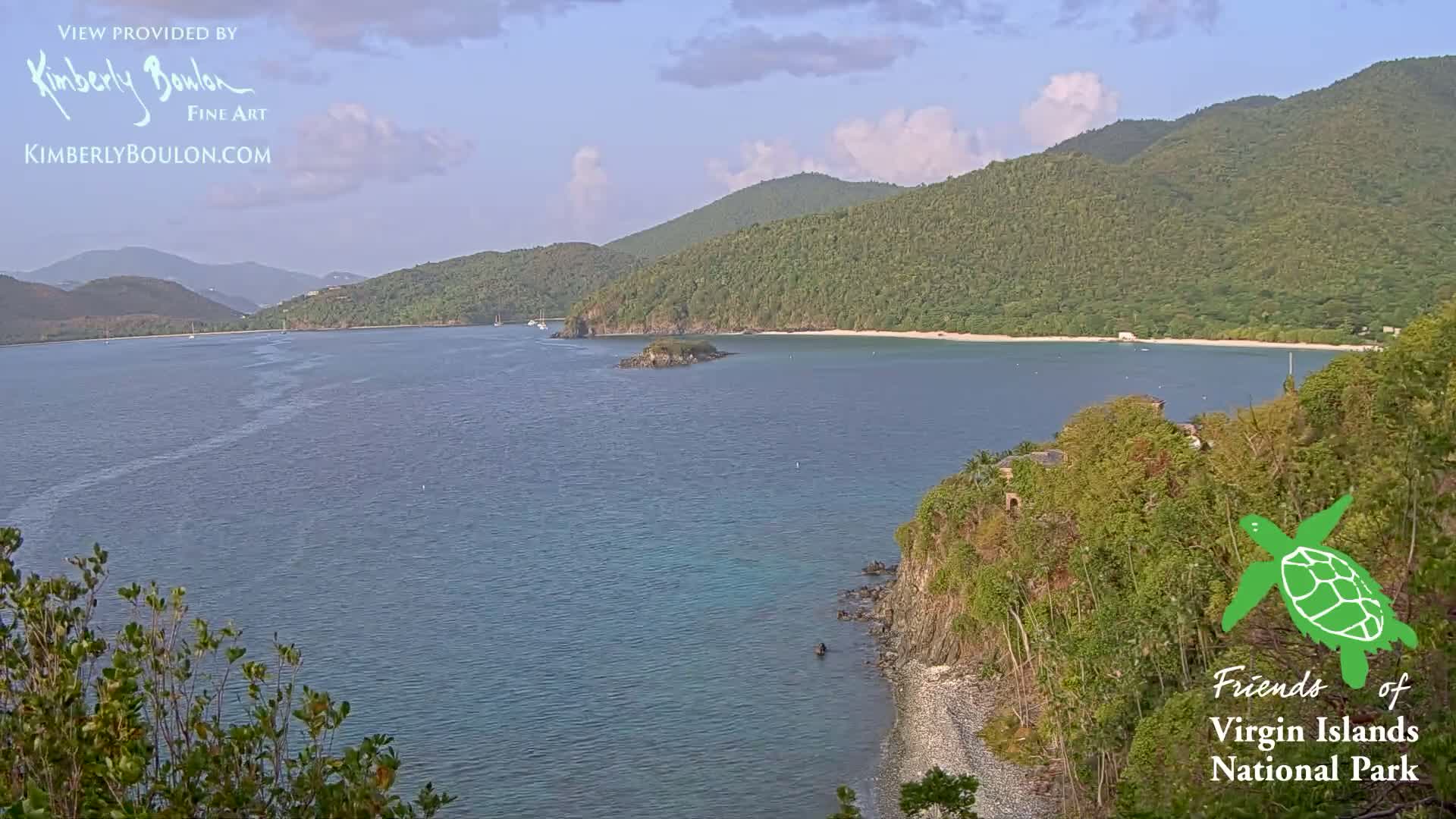 St. John, Cinnamon, Maho, and Francis Bays from Windswept Point Live Cam - Central, St. John, United States Virgin Islands, USA