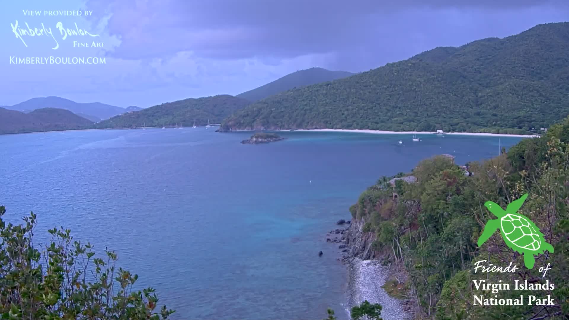 St. John, Cinnamon, Maho, and Francis Bays from Windswept Point Live Cam - Central, St. John, United States Virgin Islands, USA