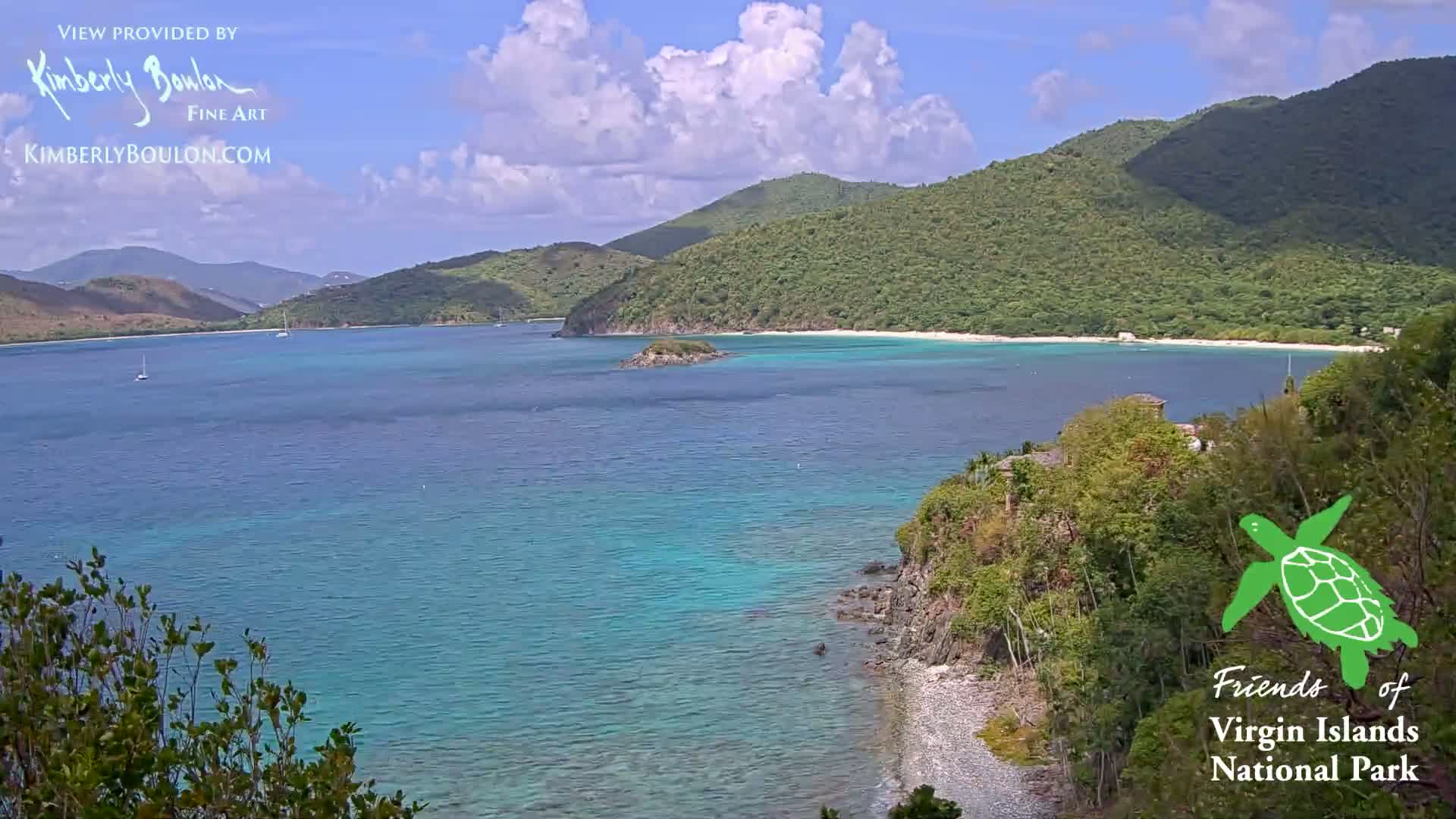 St. John, Cinnamon, Maho, and Francis Bays from Windswept Point Live Cam - Central, St. John, United States Virgin Islands, USA
