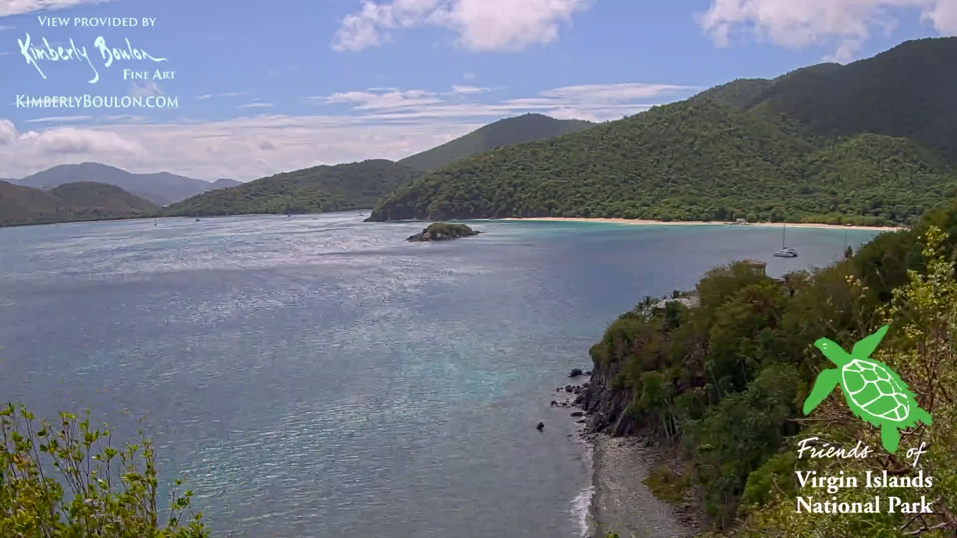 St. John, Cinnamon, Maho, and Francis Bays from Windswept Point Live Cam - Central, St. John, United States Virgin Islands, USA