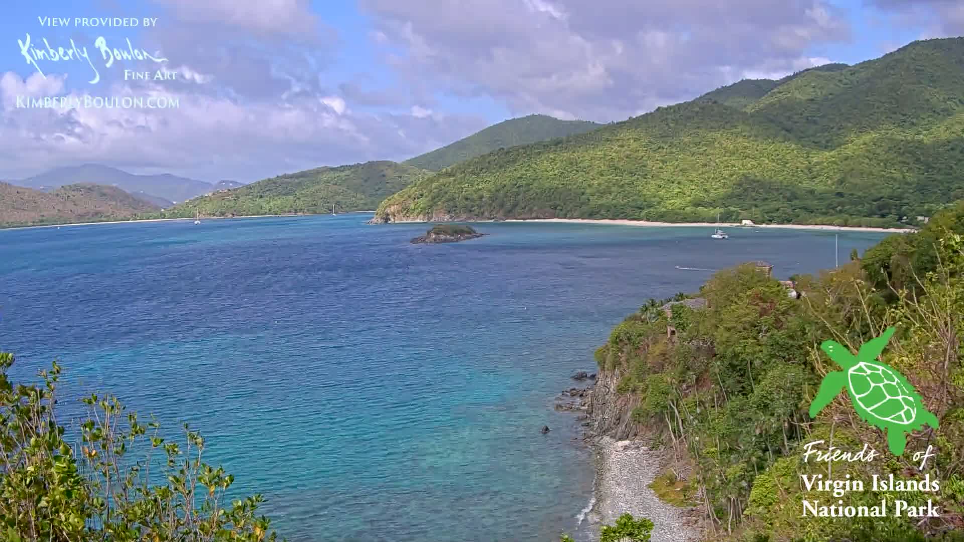 St. John, Cinnamon, Maho, and Francis Bays from Windswept Point Live Cam - Central, St. John, United States Virgin Islands, USA