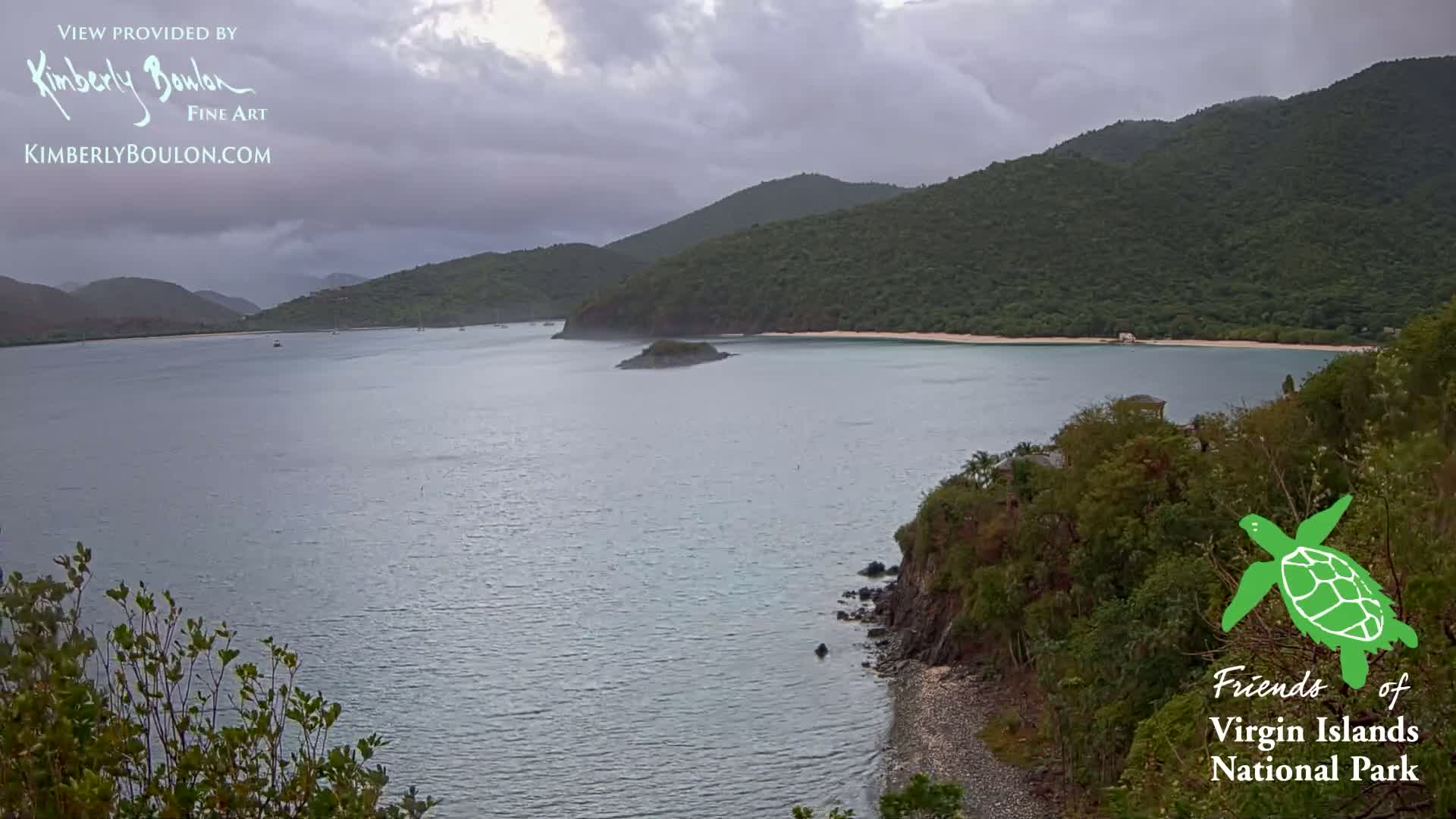 St. John, Cinnamon, Maho, and Francis Bays from Windswept Point Live Cam - Central, St. John, United States Virgin Islands, USA