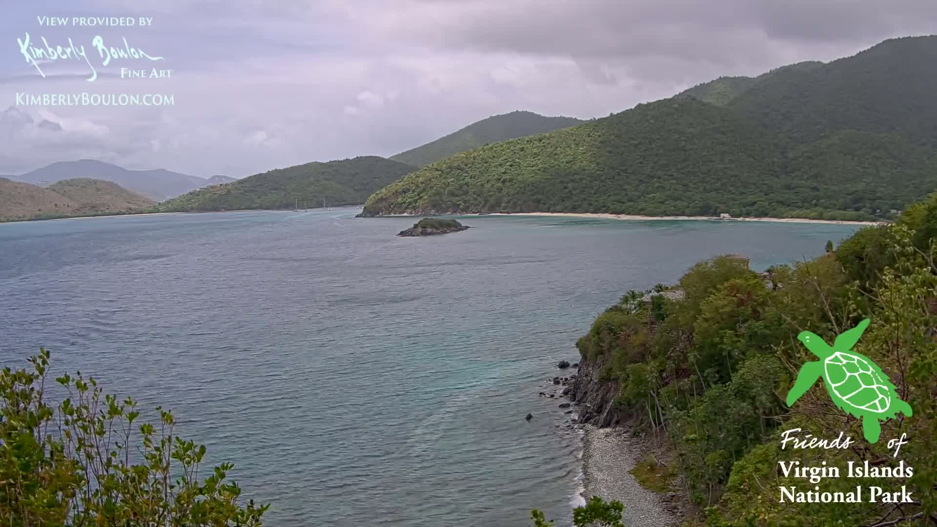 St. John, Cinnamon, Maho, and Francis Bays from Windswept Point Live Cam - Central, St. John, United States Virgin Islands, USA