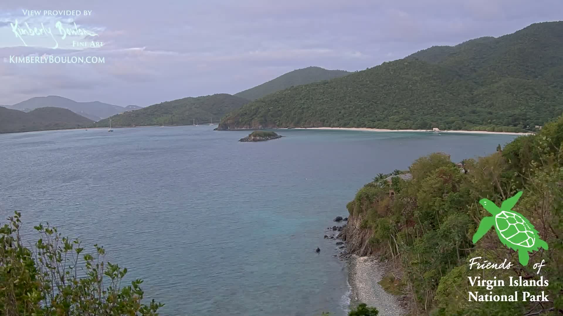 St. John, Cinnamon, Maho, and Francis Bays from Windswept Point Live Cam - Central, St. John, United States Virgin Islands, USA