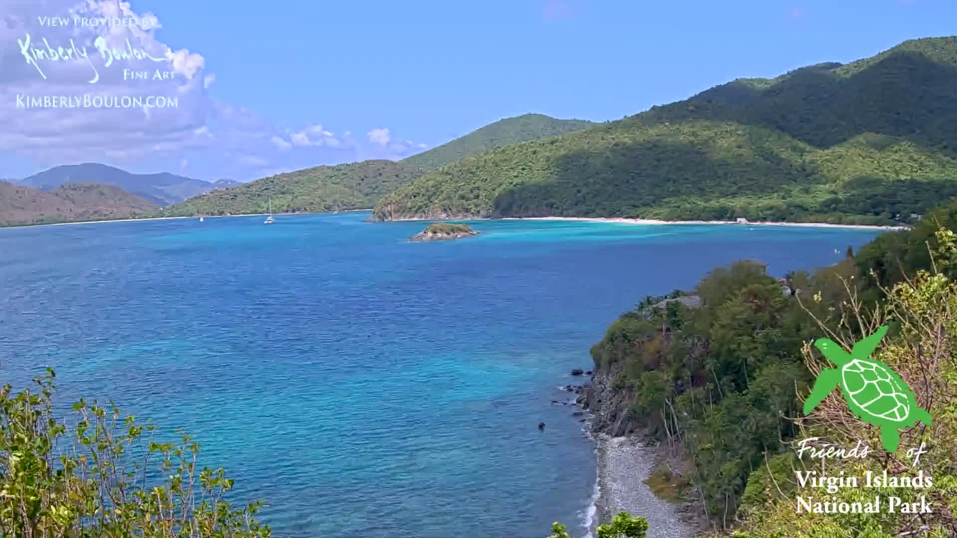 St. John, Cinnamon, Maho, and Francis Bays from Windswept Point Live Cam - Central, St. John, United States Virgin Islands, USA