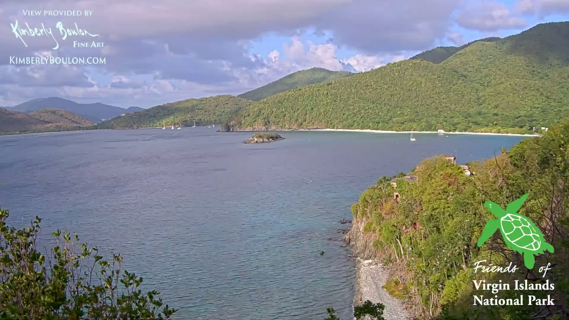 St. John, Cinnamon, Maho, and Francis Bays from Windswept Point Live Cam - Central, St. John, United States Virgin Islands, USA