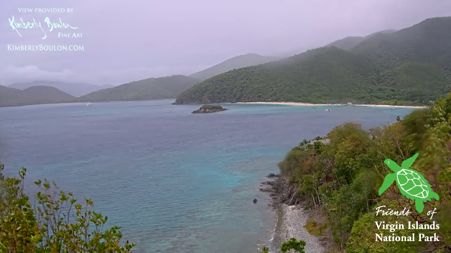 St. John, Cinnamon, Maho, and Francis Bays from Windswept Point Live Cam - Central, St. John, United States Virgin Islands, USA