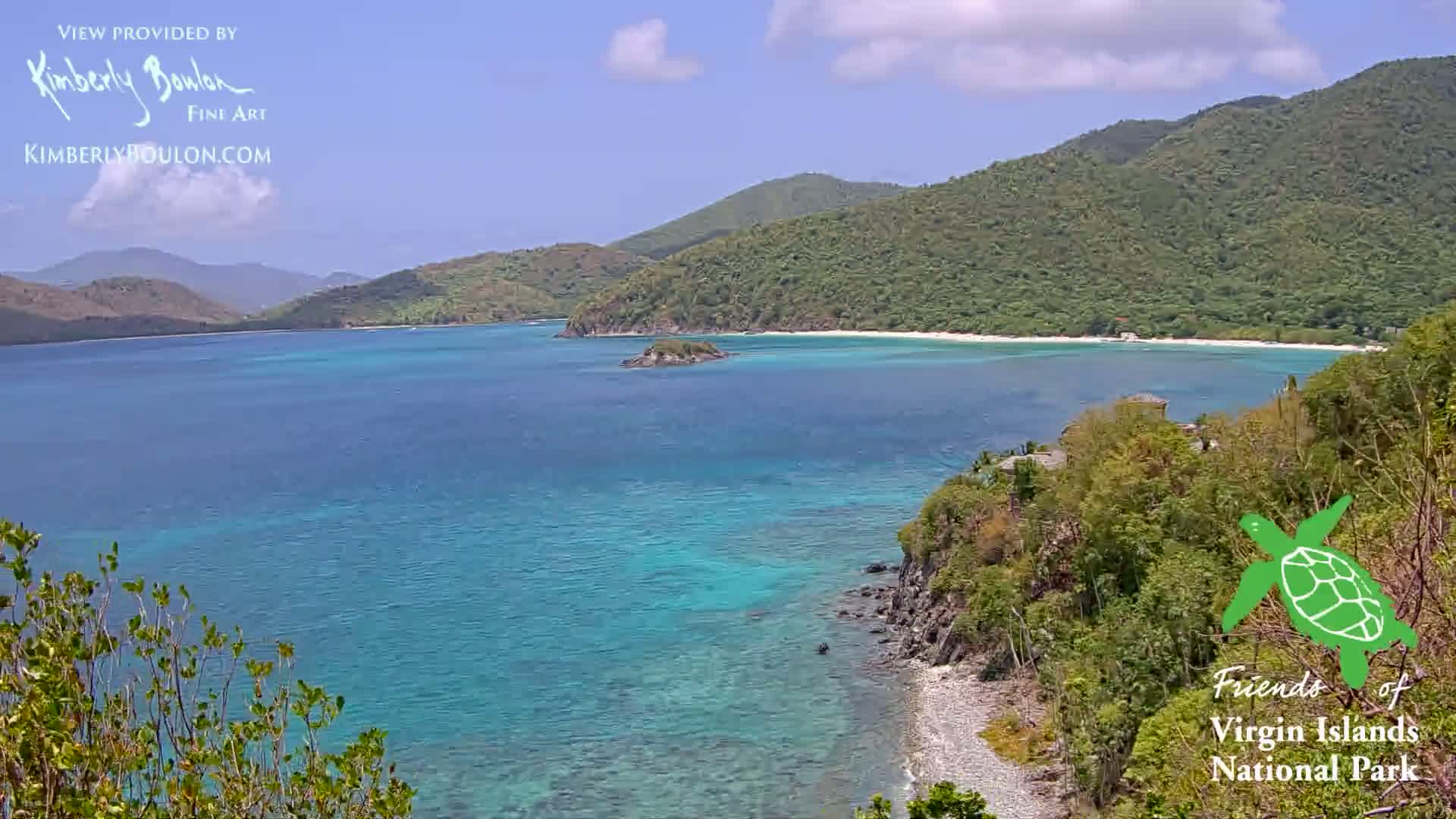 St. John, Cinnamon, Maho, and Francis Bays from Windswept Point Live Cam - Central, St. John, United States Virgin Islands, USA