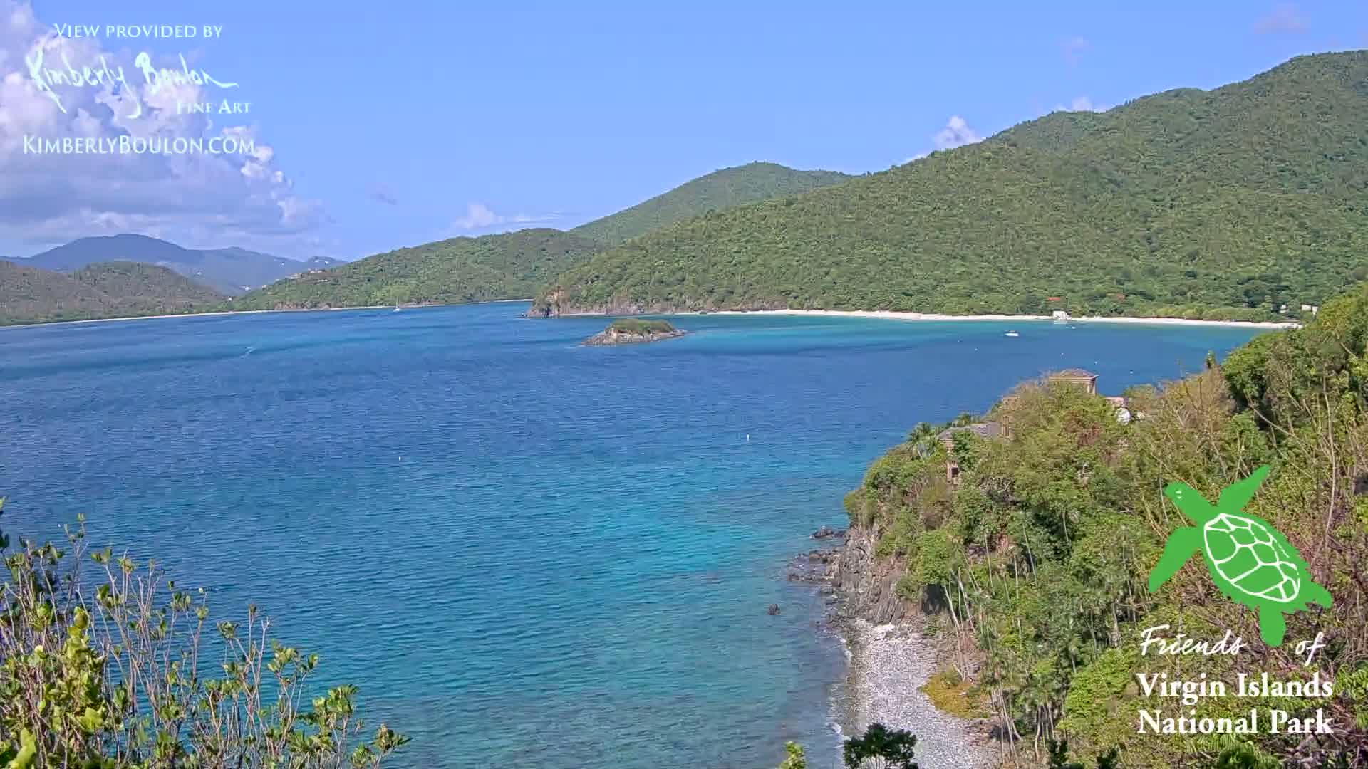 St. John, Cinnamon, Maho, and Francis Bays from Windswept Point Live Cam - Central, St. John, United States Virgin Islands, USA
