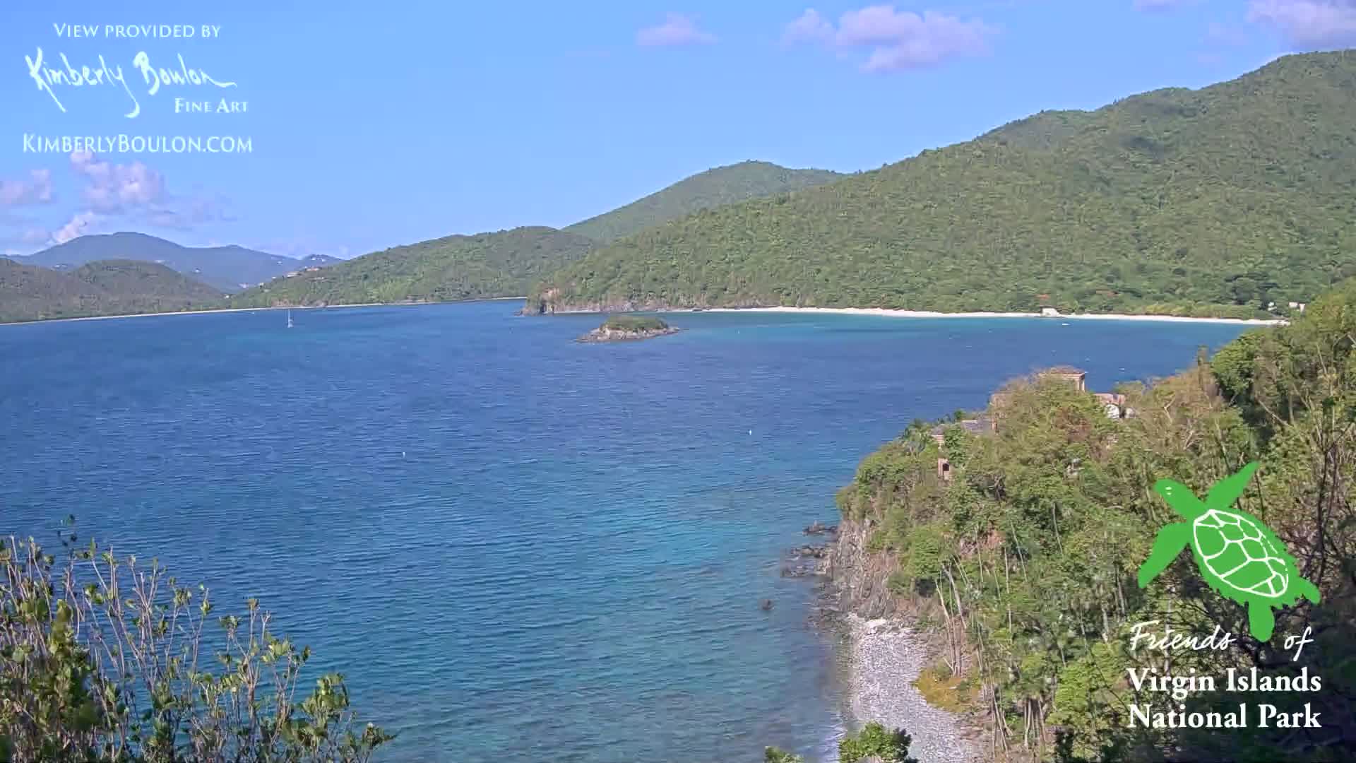 St. John, Cinnamon, Maho, and Francis Bays from Windswept Point Live Cam - Central, St. John, United States Virgin Islands, USA