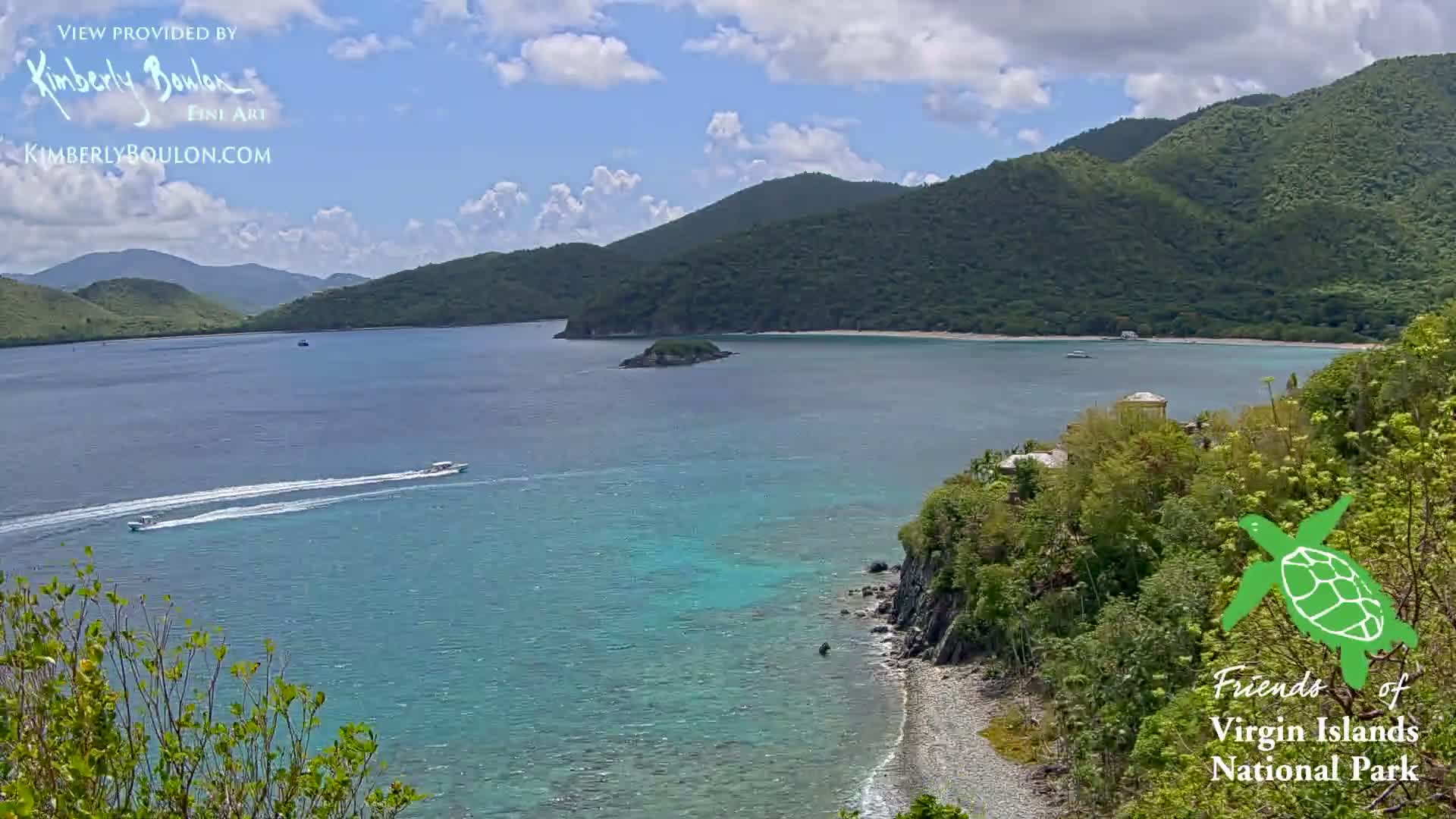 St. John, Cinnamon, Maho, and Francis Bays from Windswept Point Live Cam - Central, St. John, United States Virgin Islands, USA
