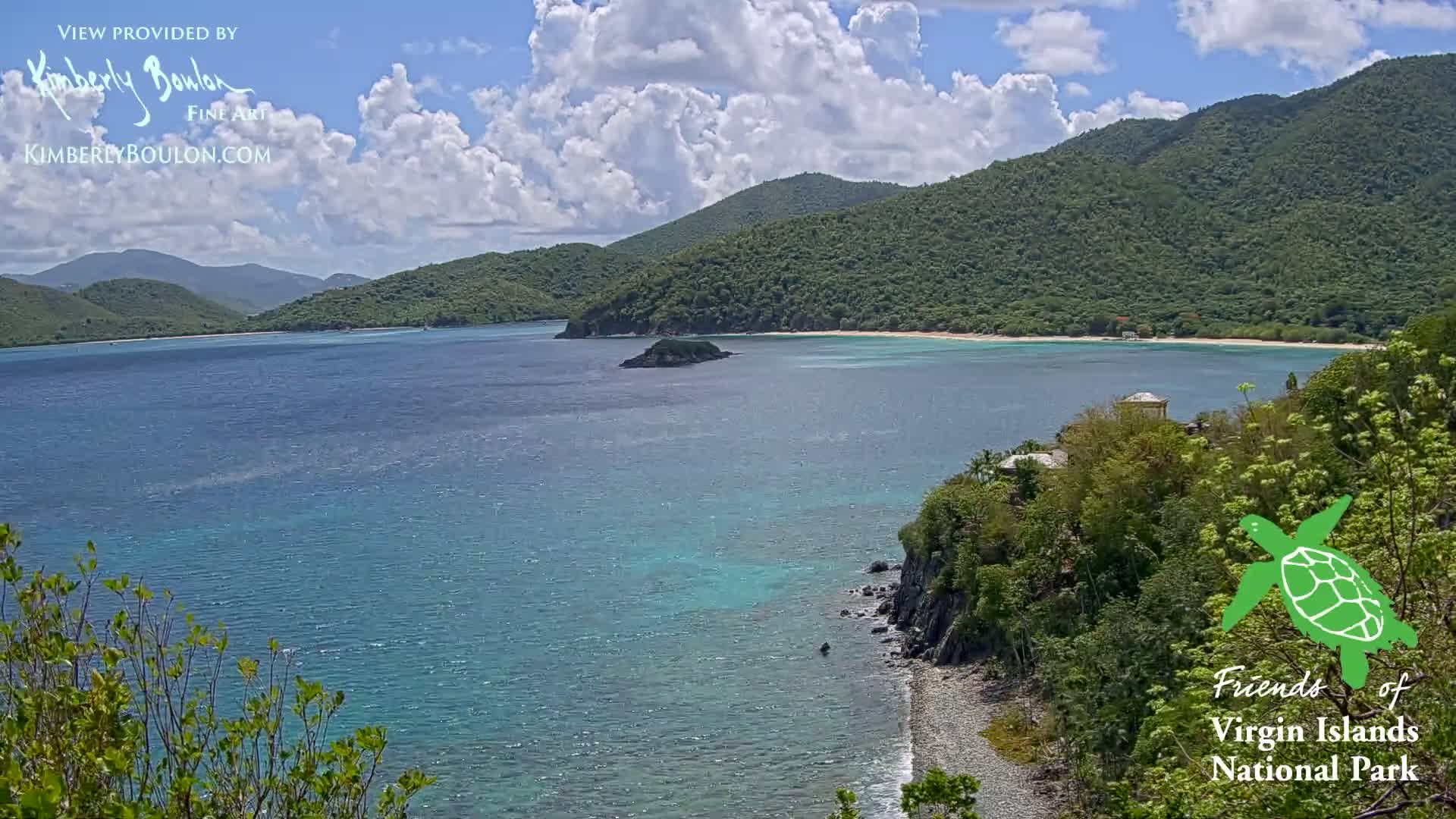 St. John, Cinnamon, Maho, and Francis Bays from Windswept Point Live Cam - Central, St. John, United States Virgin Islands, USA