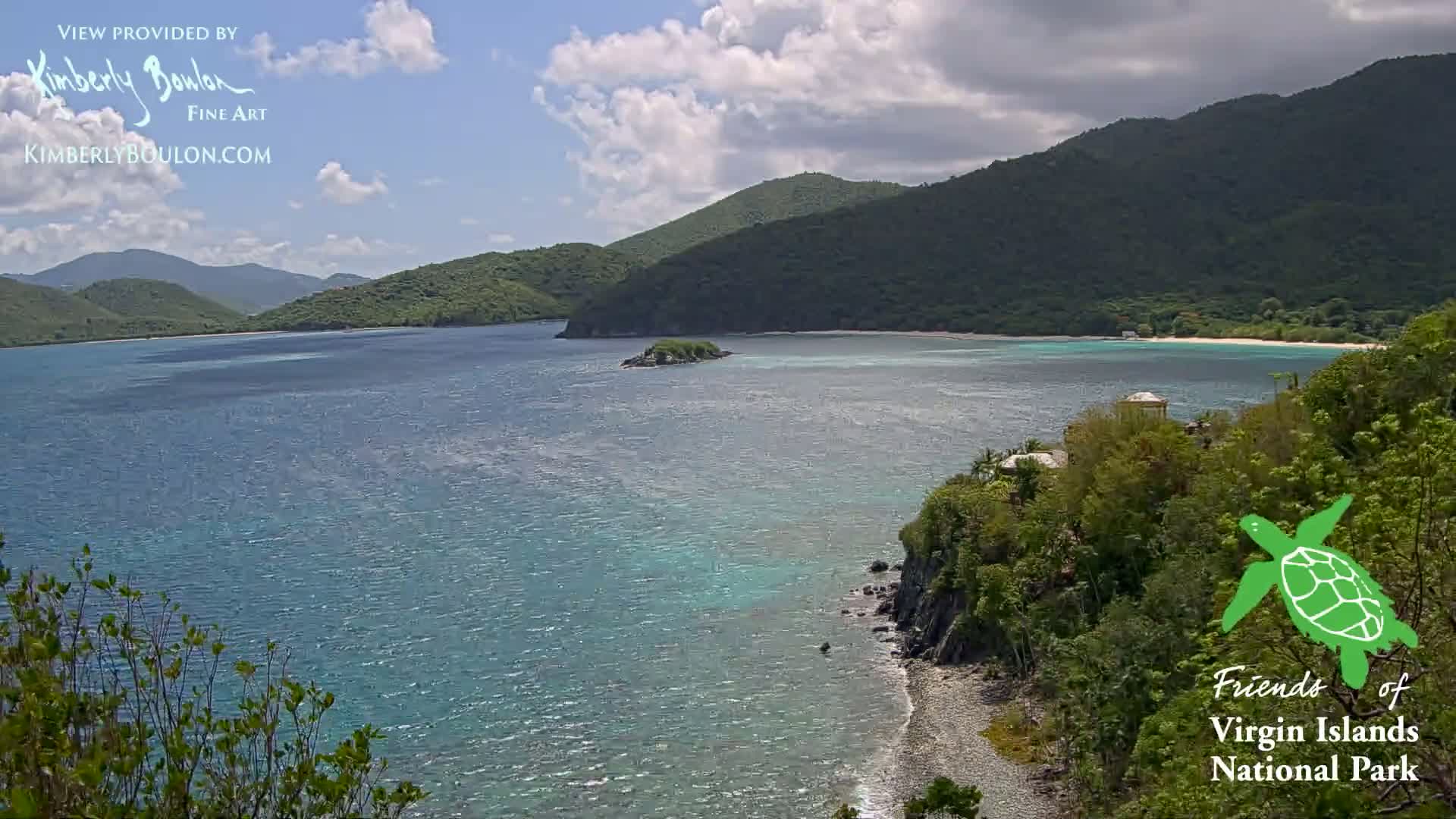 St. John, Cinnamon, Maho, and Francis Bays from Windswept Point Live Cam - Central, St. John, United States Virgin Islands, USA
