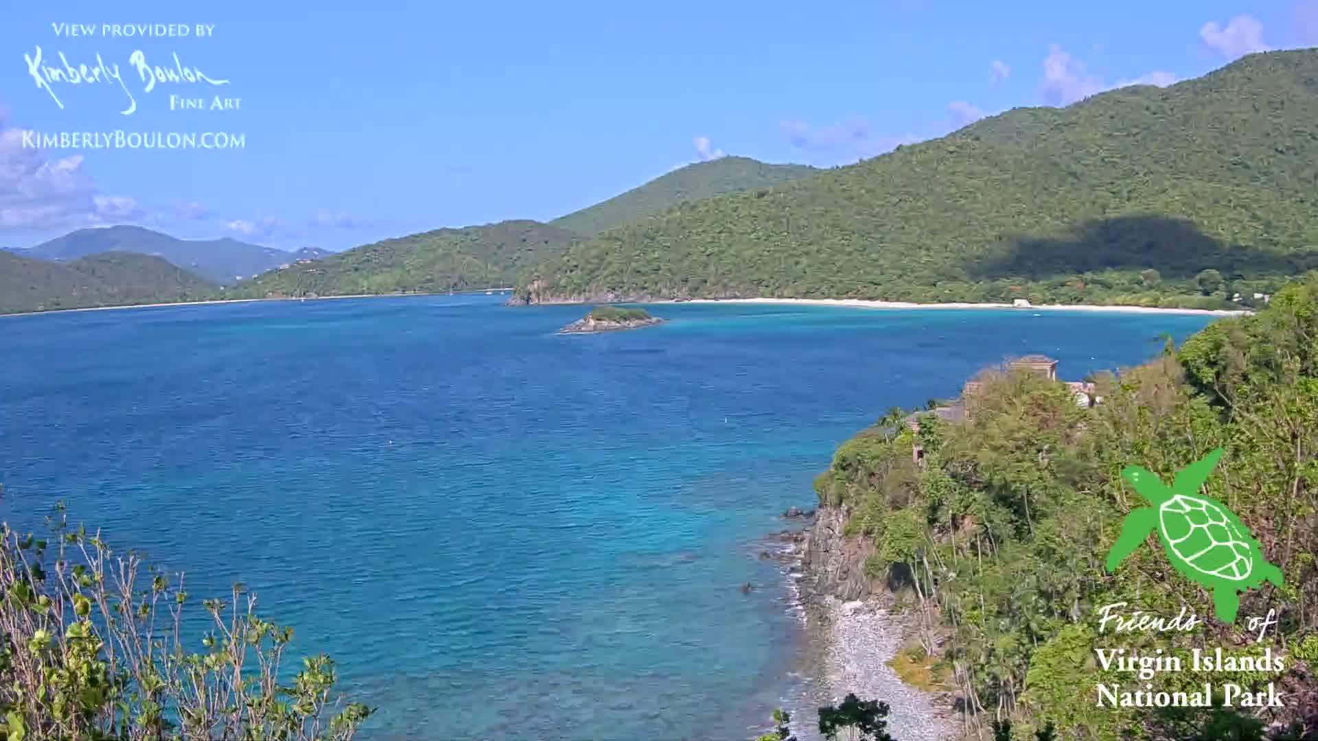St. John, Cinnamon, Maho, and Francis Bays from Windswept Point Live Cam - Central, St. John, United States Virgin Islands, USA