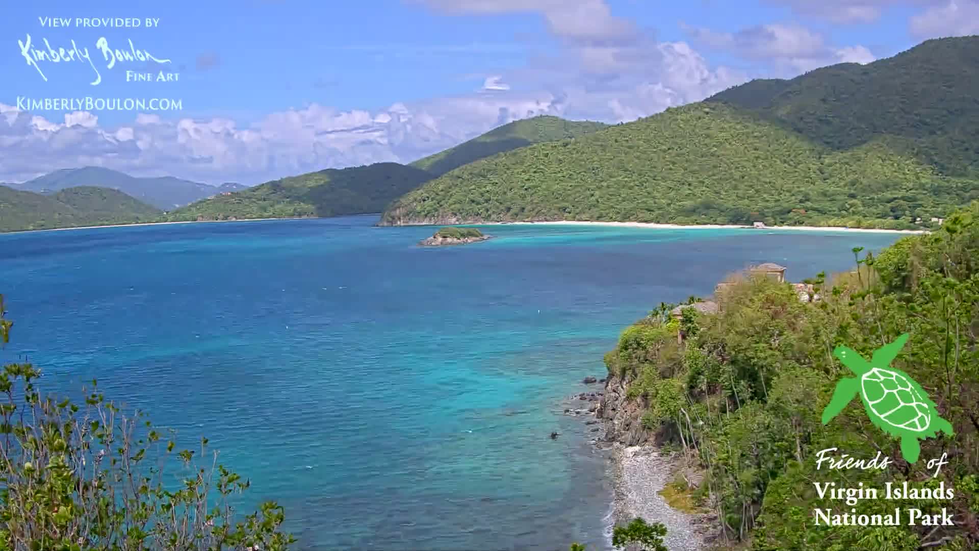 St. John, Cinnamon, Maho, and Francis Bays from Windswept Point Live Cam - Central, St. John, United States Virgin Islands, USA