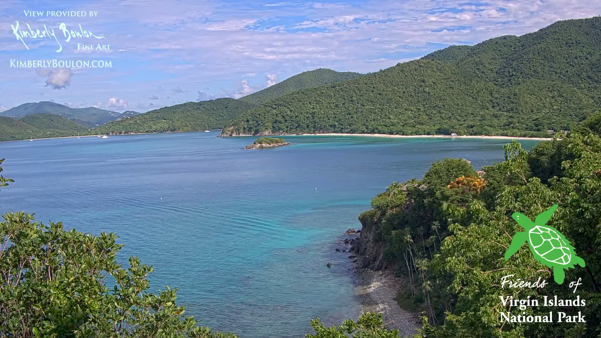 St. John, Cinnamon, Maho, and Francis Bays from Windswept Point Live Cam - Central, St. John, United States Virgin Islands, USA