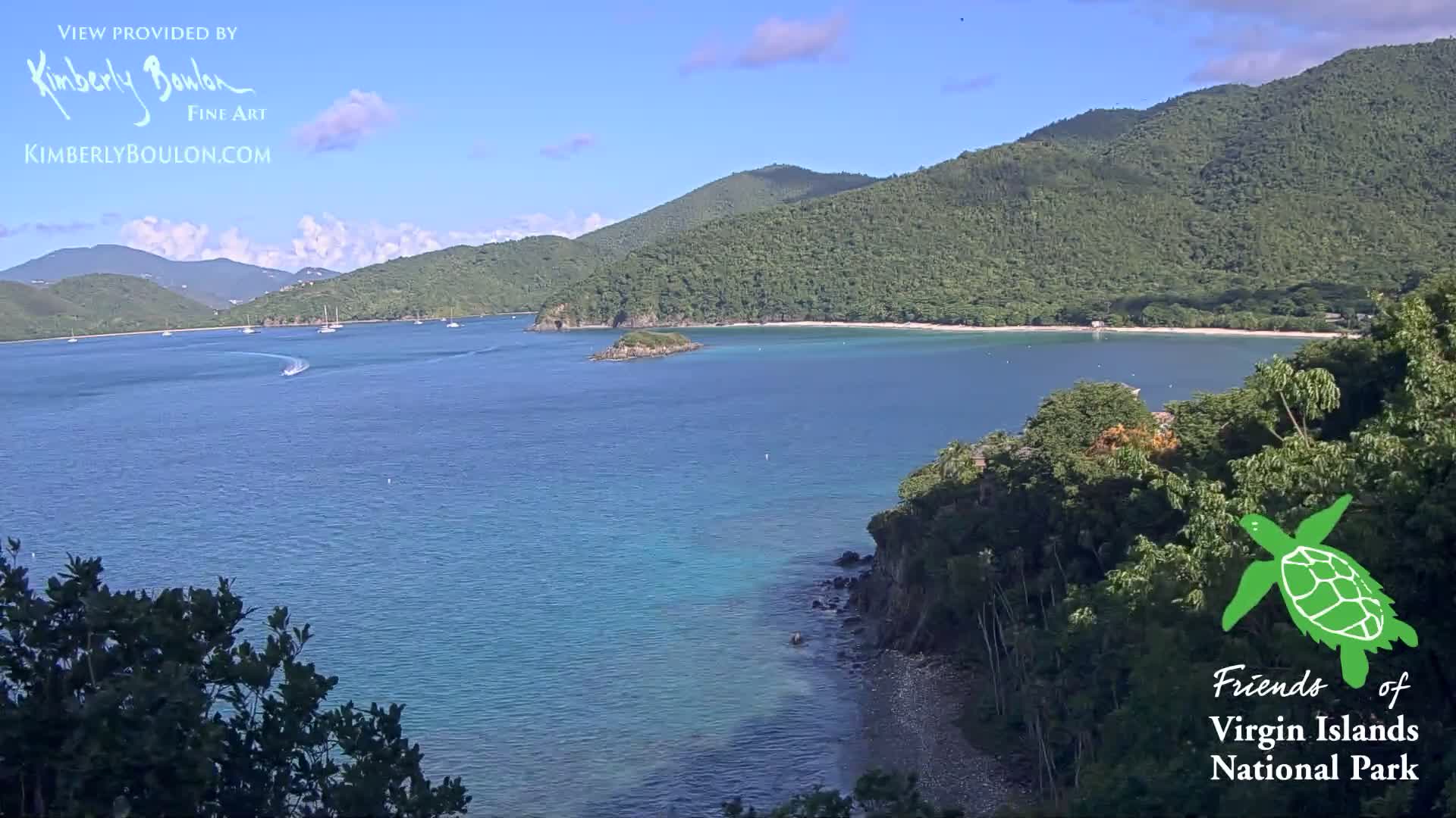 St. John, Cinnamon, Maho, and Francis Bays from Windswept Point Live Cam - Central, St. John, United States Virgin Islands, USA