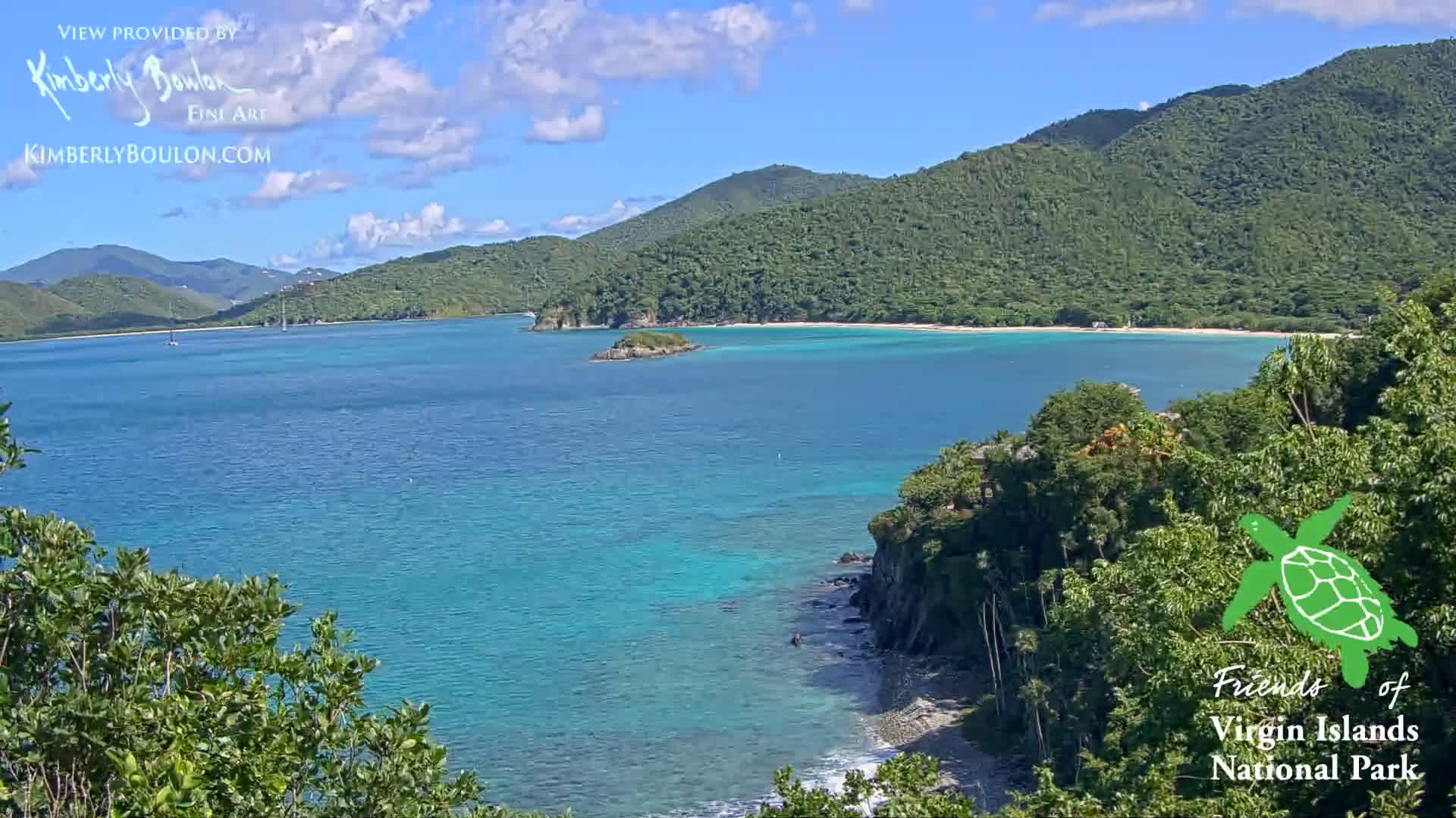 St. John, Cinnamon, Maho, and Francis Bays from Windswept Point Live Cam - Central, St. John, United States Virgin Islands, USA