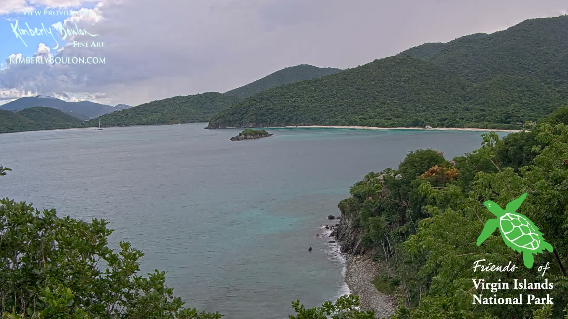 St. John, Cinnamon, Maho, and Francis Bays from Windswept Point Live Cam - Central, St. John, United States Virgin Islands, USA