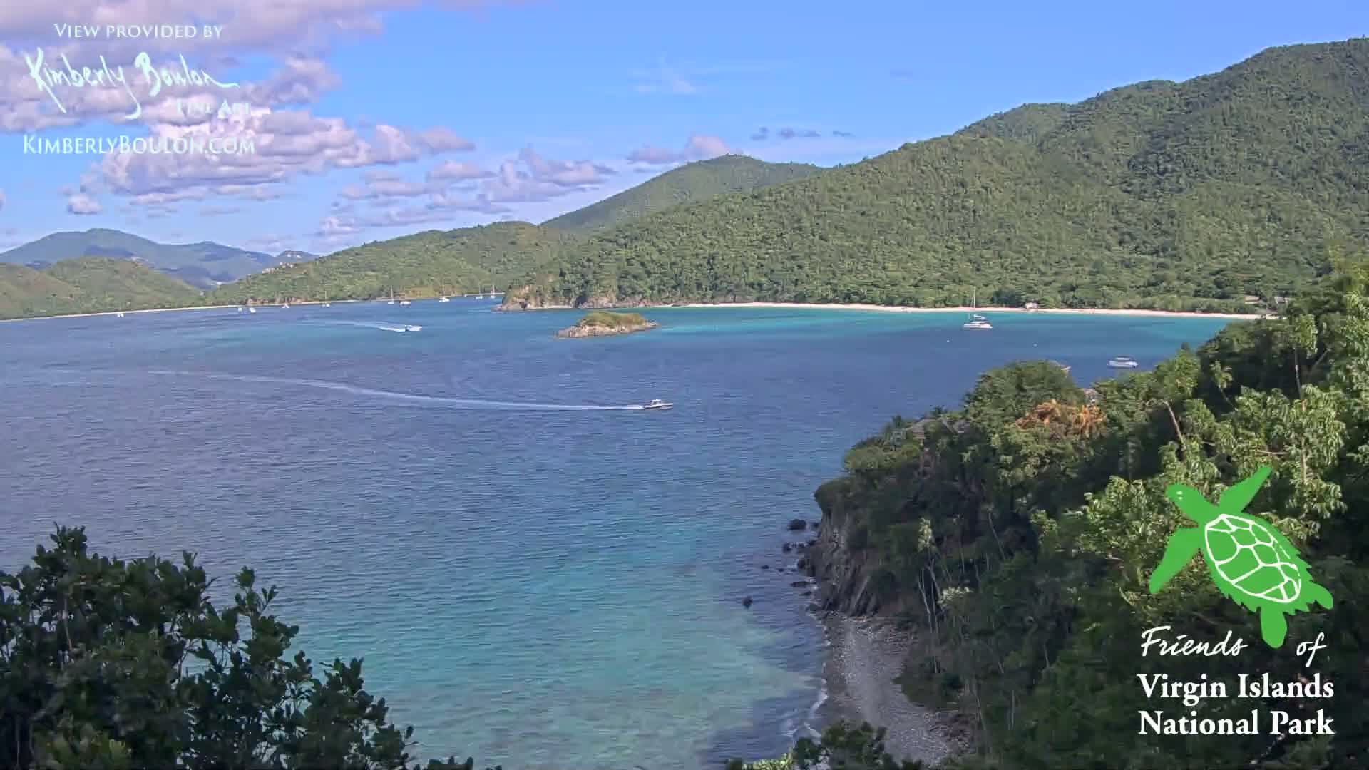 St. John, Cinnamon, Maho, and Francis Bays from Windswept Point Live Cam - Central, St. John, United States Virgin Islands, USA