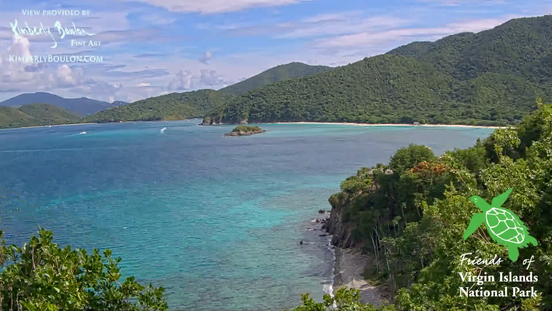 St. John, Cinnamon, Maho, and Francis Bays from Windswept Point Live Cam - Central, St. John, United States Virgin Islands, USA