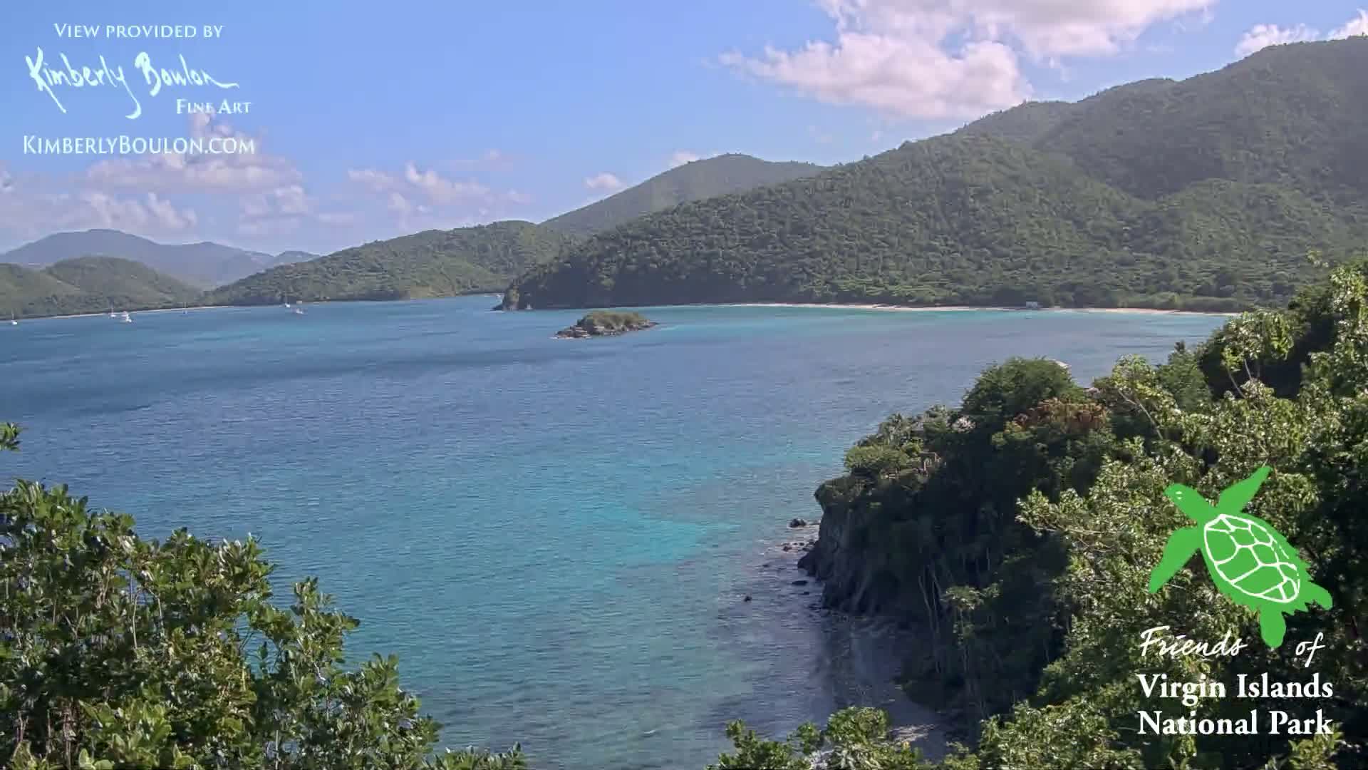St. John, Cinnamon, Maho, and Francis Bays from Windswept Point Live Cam - Central, St. John, United States Virgin Islands, USA