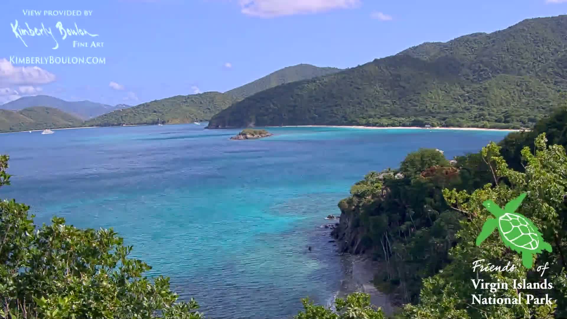 St. John, Cinnamon, Maho, and Francis Bays from Windswept Point Live Cam - Central, St. John, United States Virgin Islands, USA