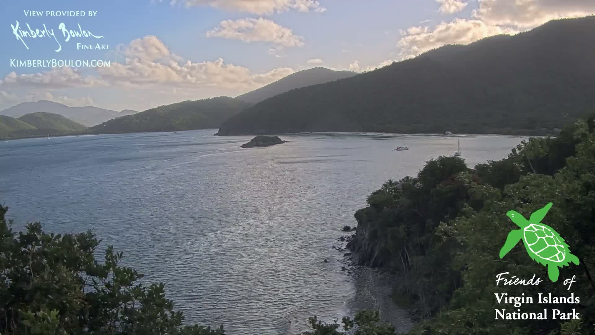 St. John, Cinnamon, Maho, and Francis Bays from Windswept Point Live Cam - Central, St. John, United States Virgin Islands, USA