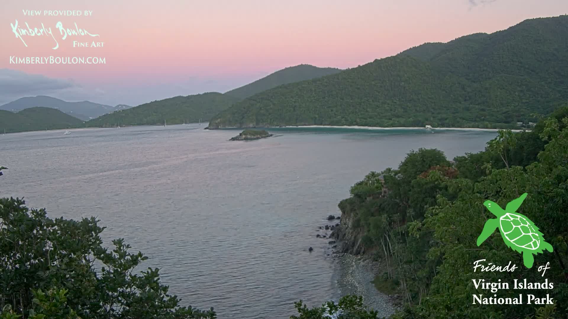 St. John, Cinnamon, Maho, and Francis Bays from Windswept Point Live Cam - Central, St. John, United States Virgin Islands, USA