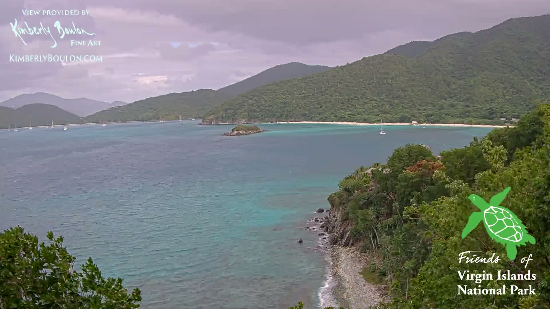 St. John, Cinnamon, Maho, and Francis Bays from Windswept Point Live Cam - Central, St. John, United States Virgin Islands, USA
