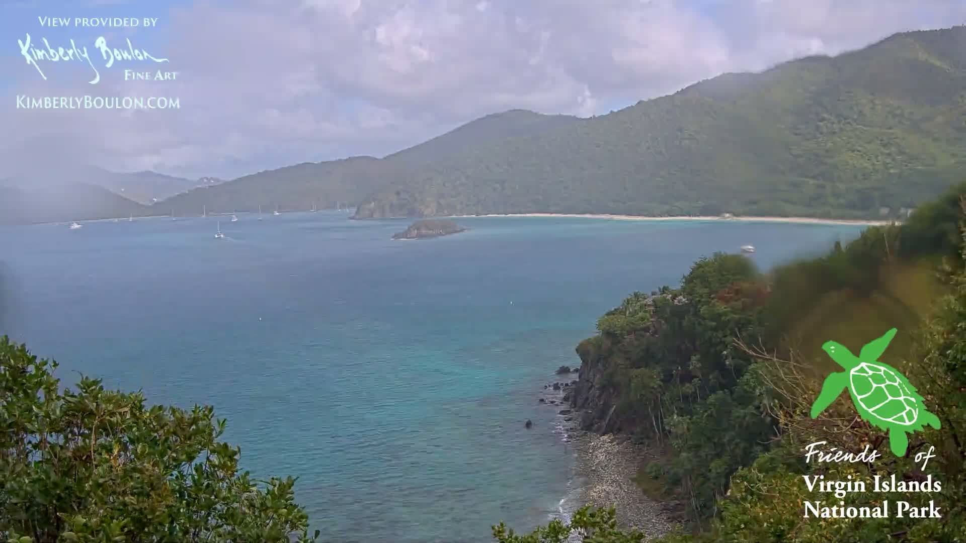 St. John, Cinnamon, Maho, and Francis Bays from Windswept Point Live Cam - Central, St. John, United States Virgin Islands, USA