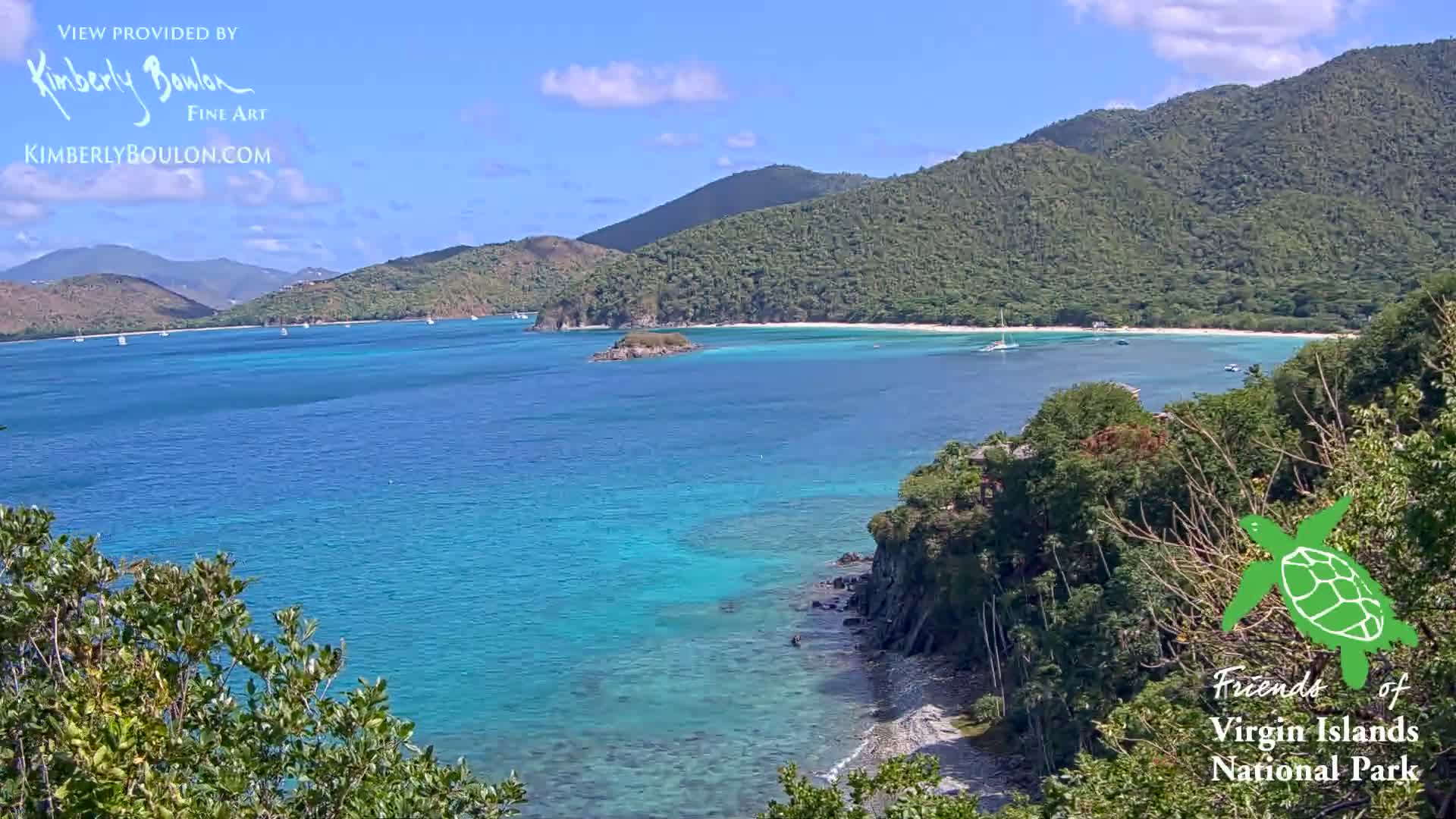 St. John, Cinnamon, Maho, and Francis Bays from Windswept Point Live Cam - Central, St. John, United States Virgin Islands, USA