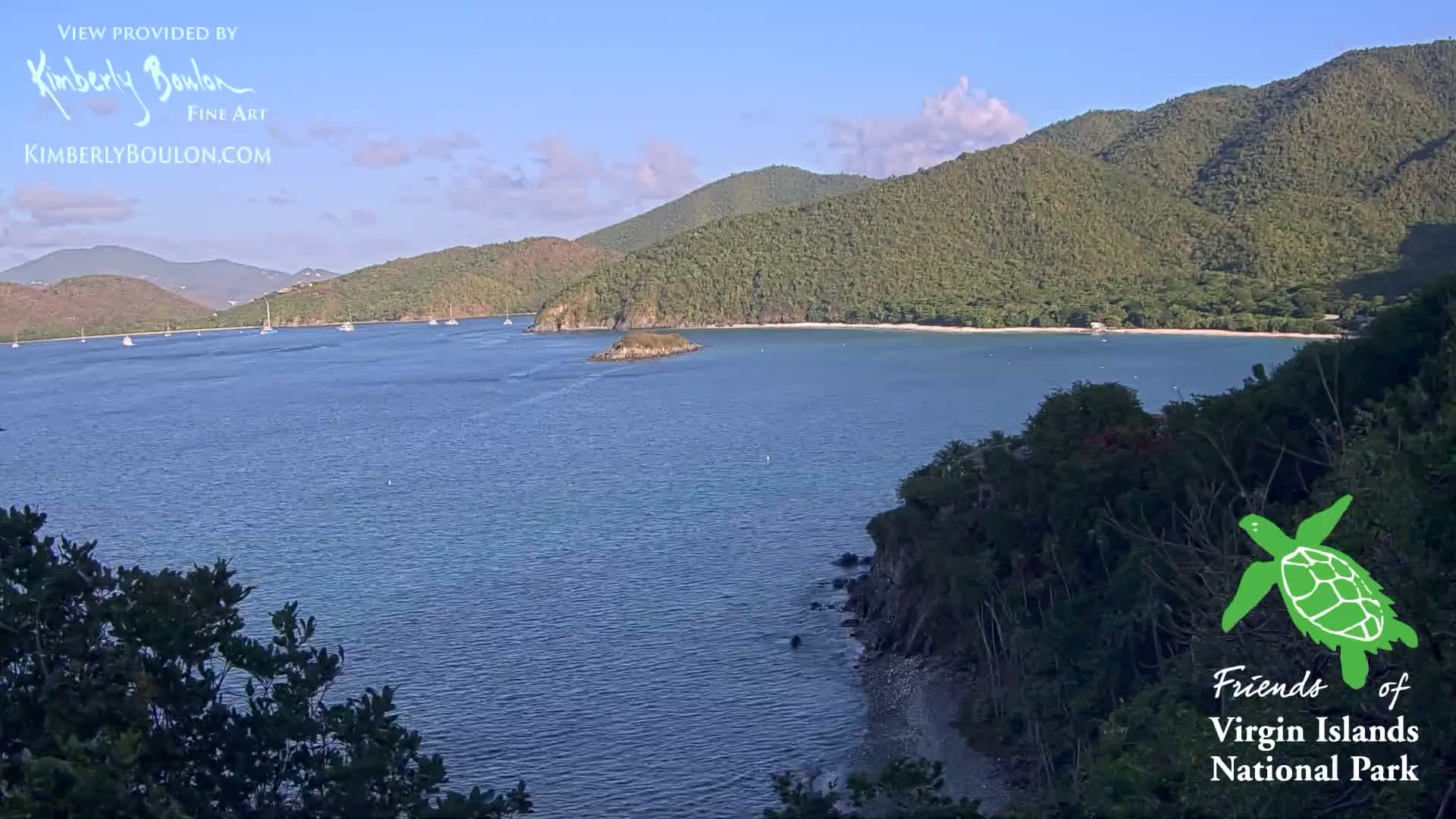St. John, Cinnamon, Maho, and Francis Bays from Windswept Point Live Cam - Central, St. John, United States Virgin Islands, USA
