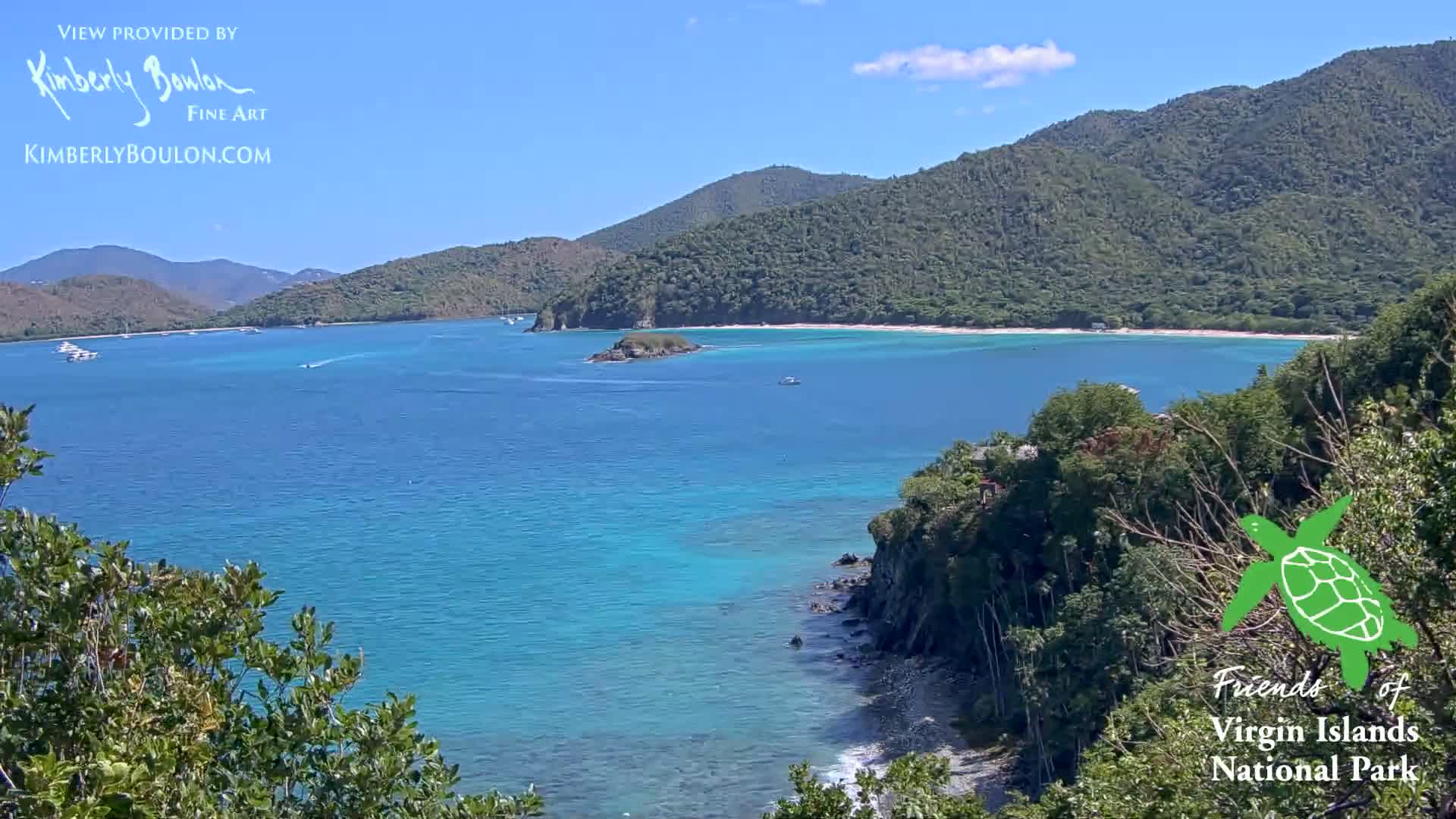 St. John, Cinnamon, Maho, and Francis Bays from Windswept Point Live Cam - Central, St. John, United States Virgin Islands, USA