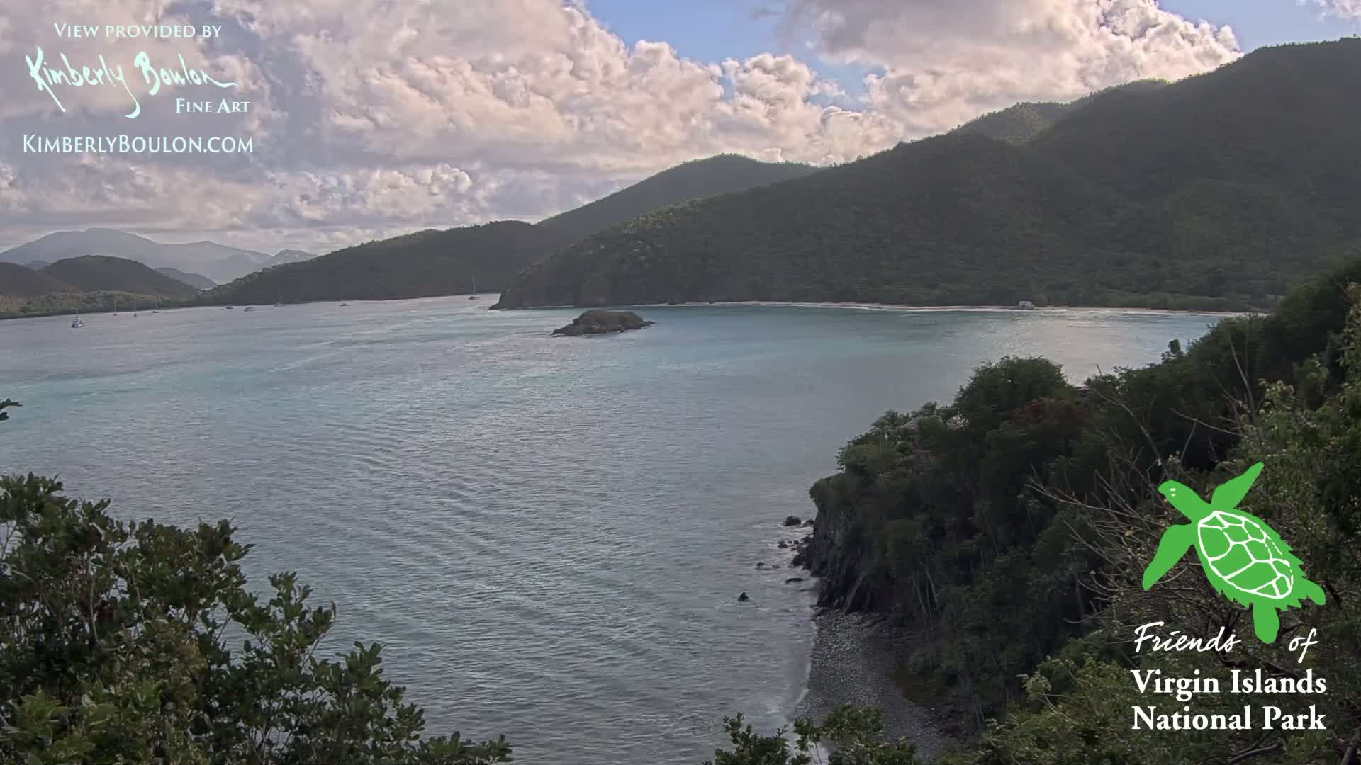 St. John, Cinnamon, Maho, and Francis Bays from Windswept Point Live Cam - Central, St. John, United States Virgin Islands, USA