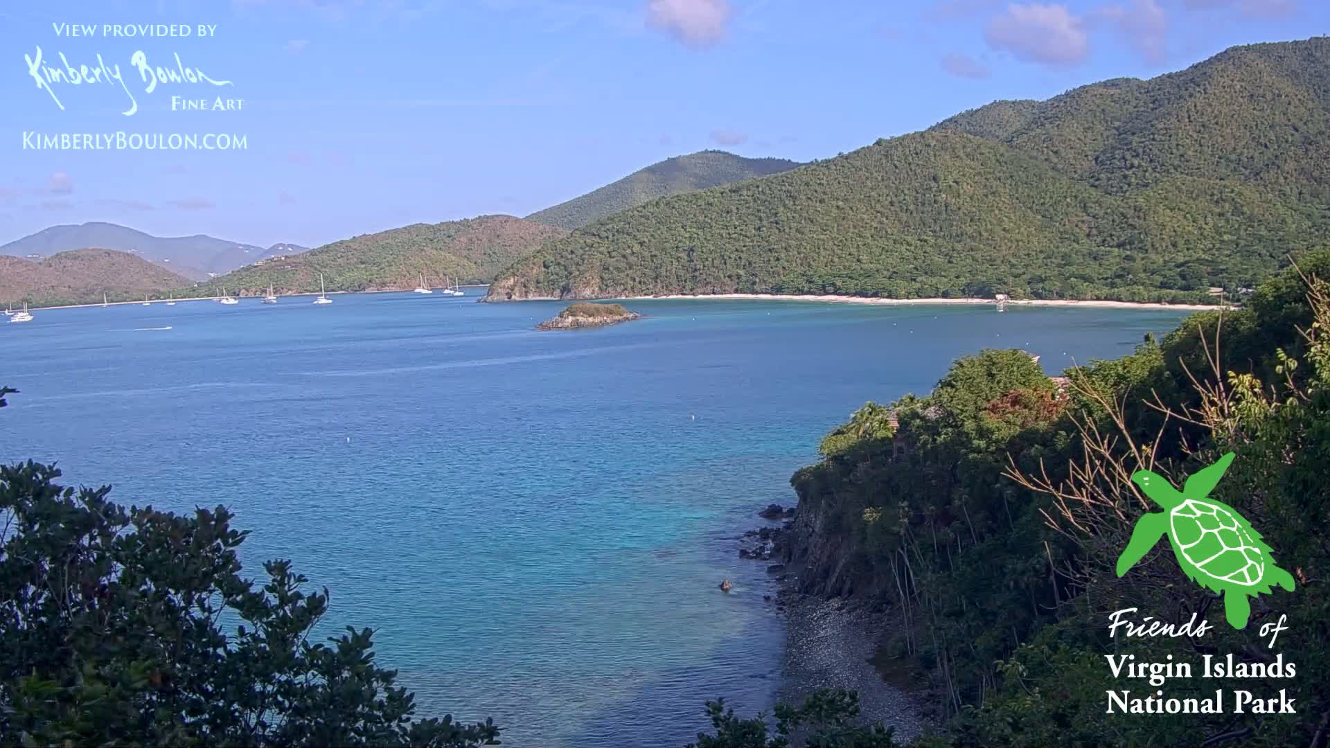 St. John, Cinnamon, Maho, and Francis Bays from Windswept Point Live Cam - Central, St. John, United States Virgin Islands, USA