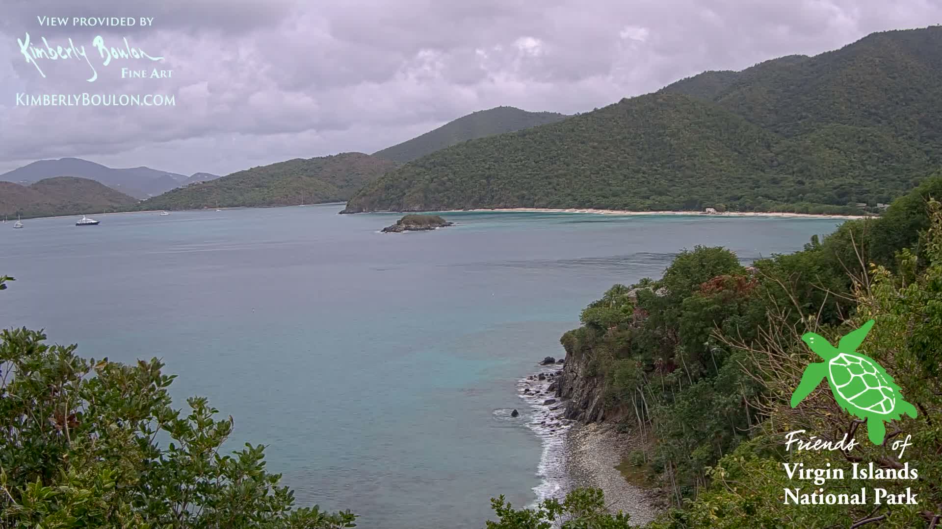St. John, Cinnamon, Maho, and Francis Bays from Windswept Point Live Cam - Central, St. John, United States Virgin Islands, USA