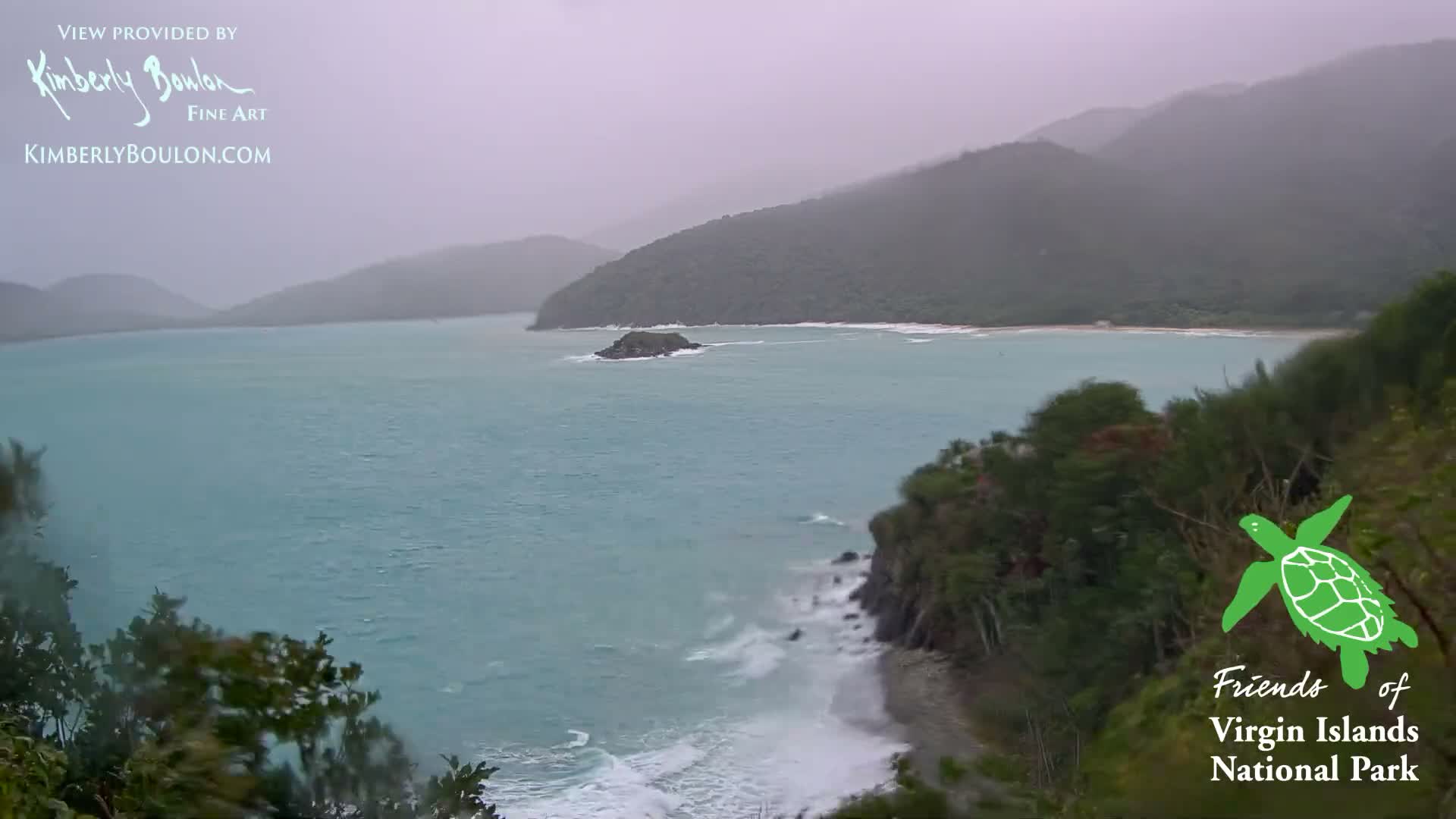 St. John, Cinnamon, Maho, and Francis Bays from Windswept Point Live Cam - Central, St. John, United States Virgin Islands, USA